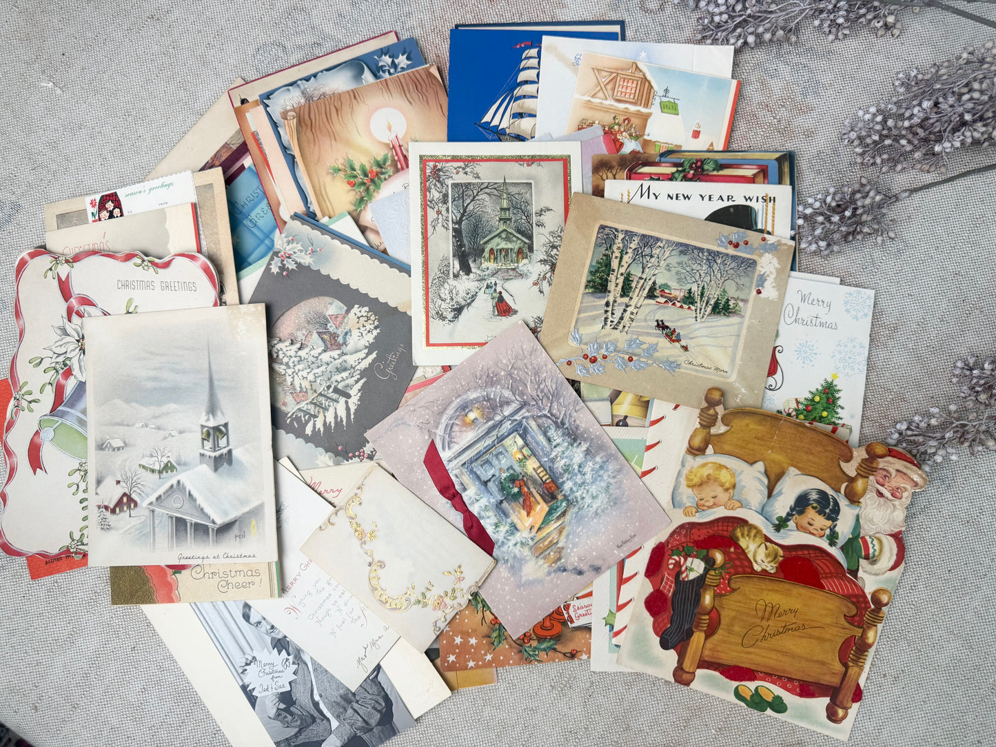 Vintage Christmas Cards Set (70+ cards)