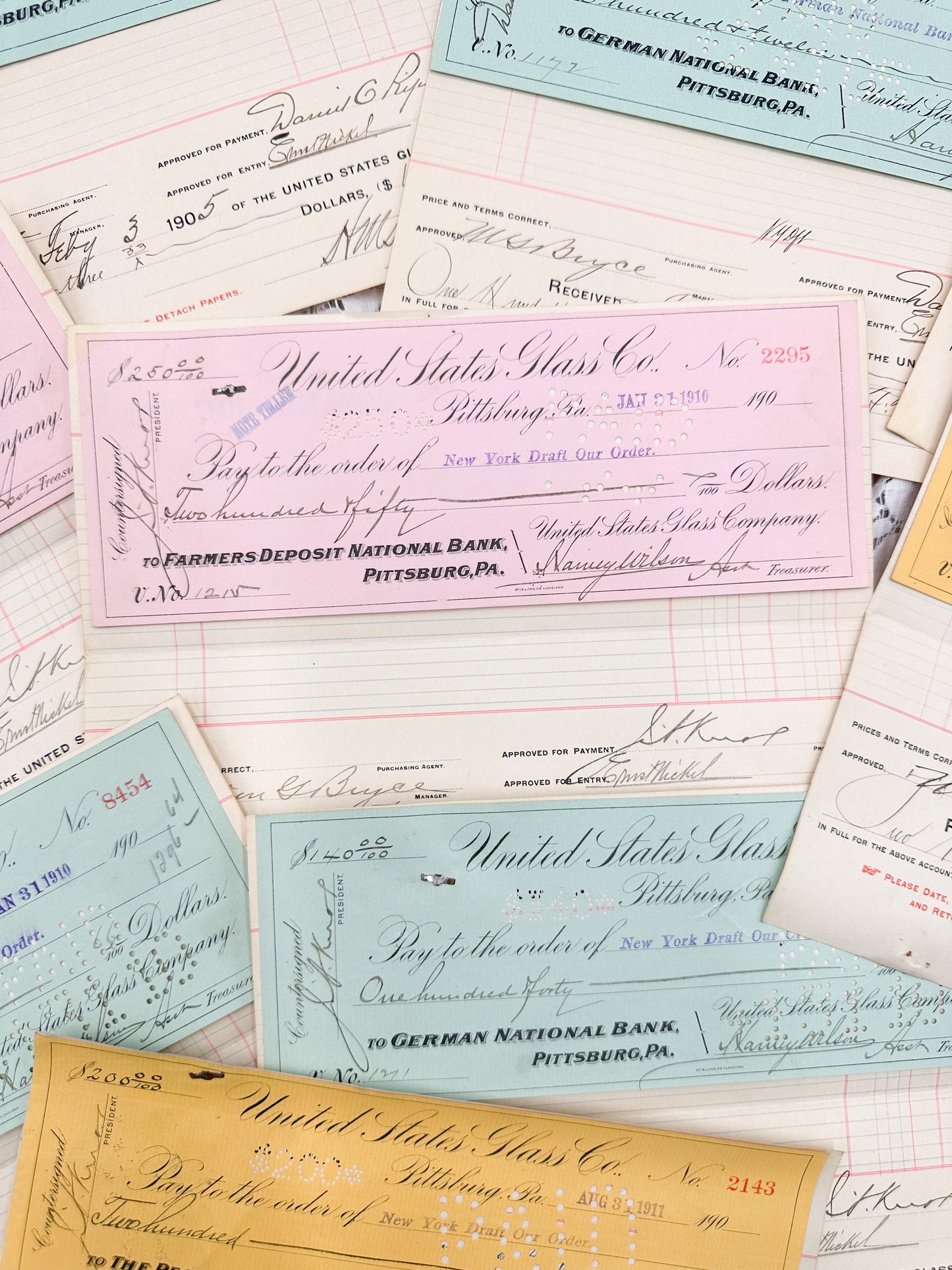 Glass Company Checks and Documents ( Set of 10)