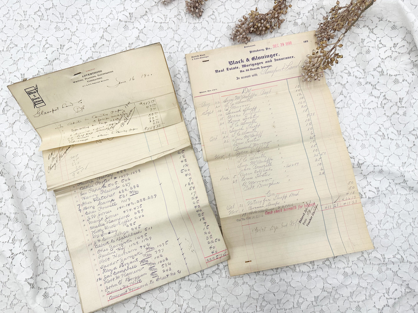 Vintage Ledger and Papers (Set of 17 Papers)