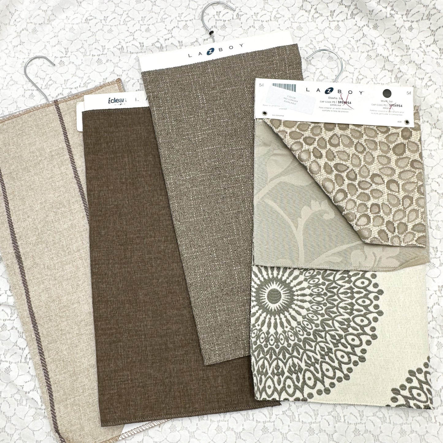 Upholstery Fabric Samples with Hangers (set of 4)