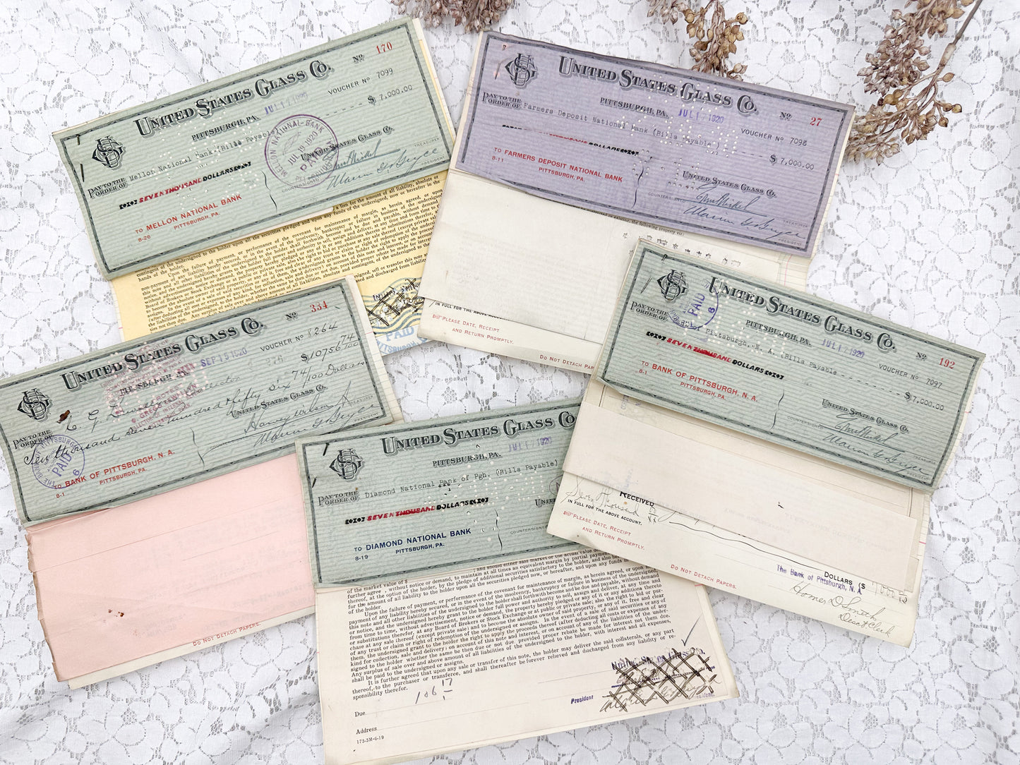 Glass Company Checks (Set of 5)