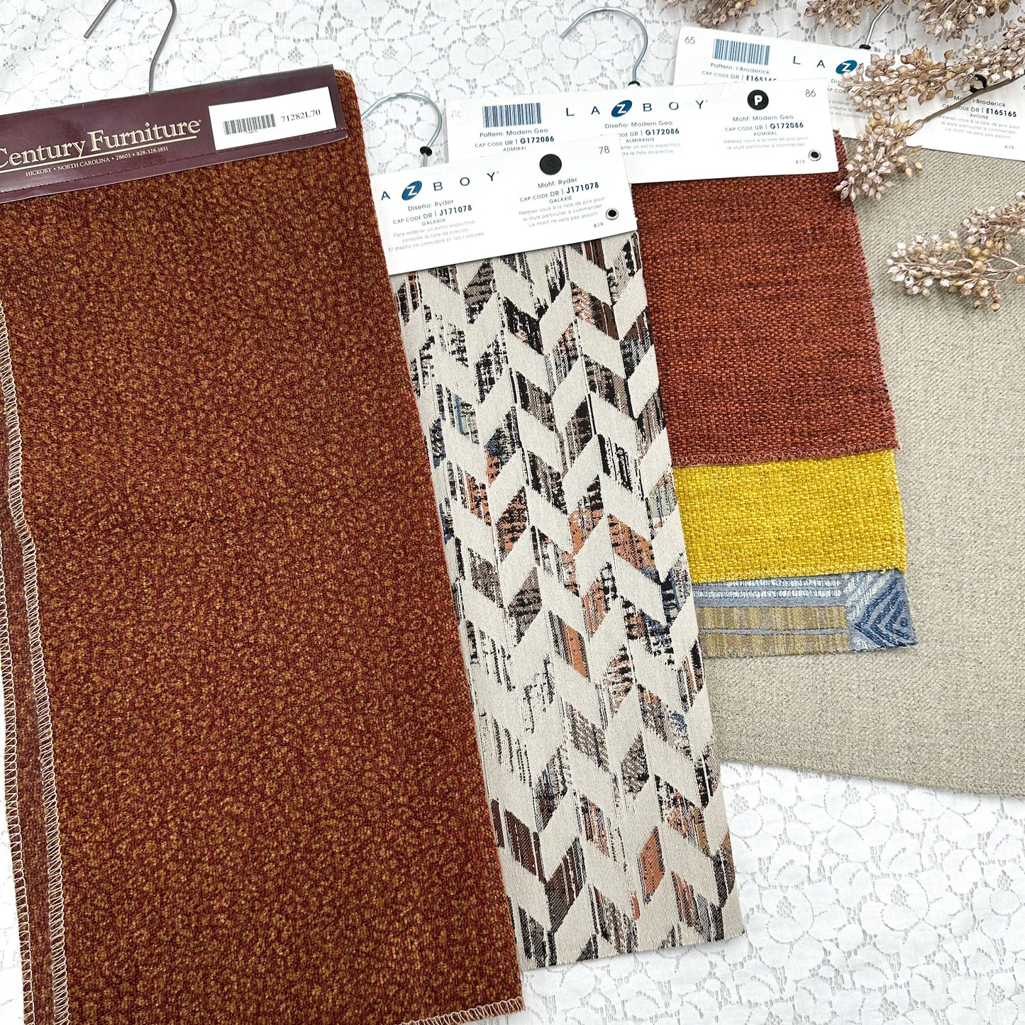 Upholstery Fabric Samples with Hangers (set of 4)