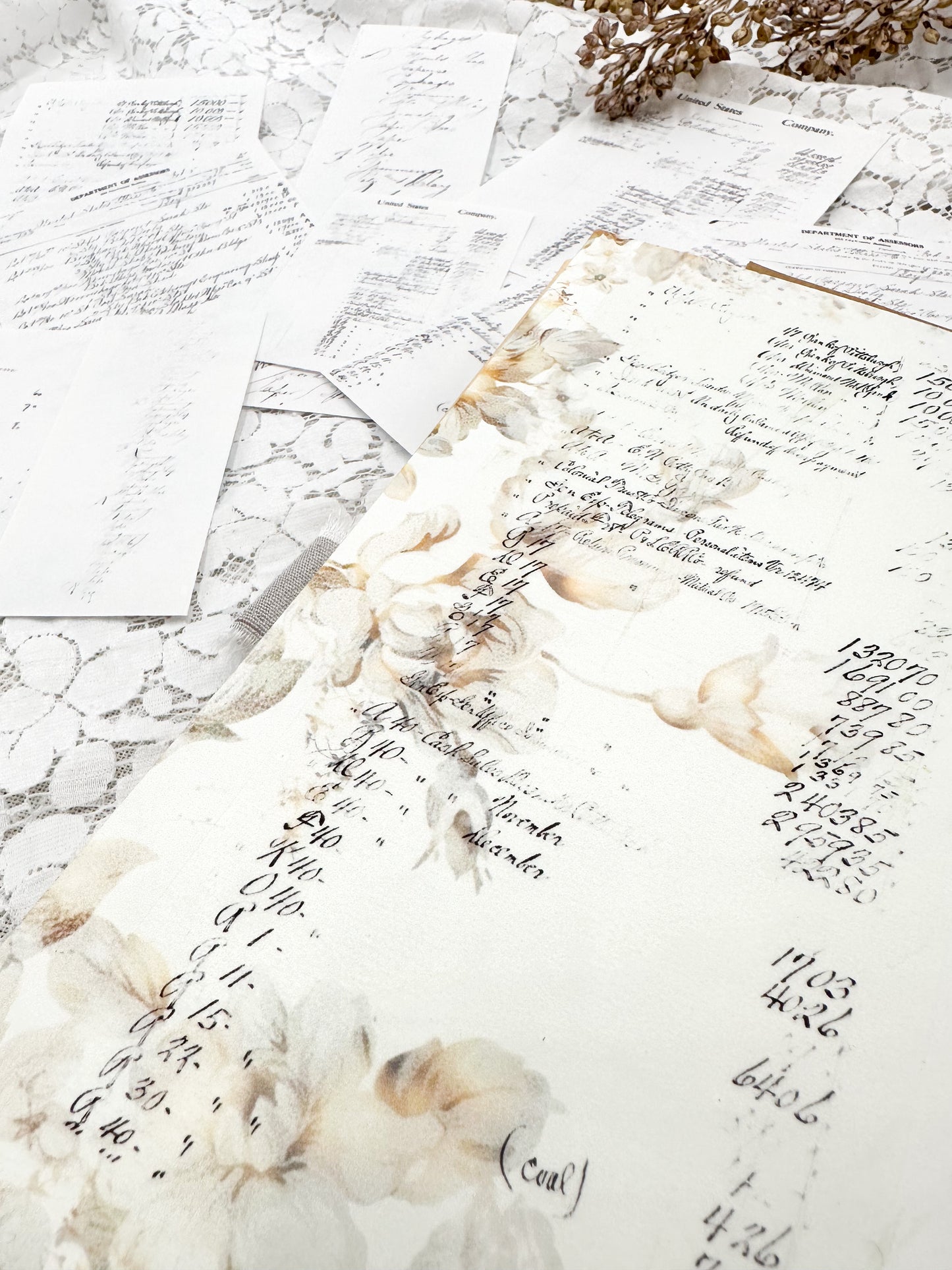 Clear Matte Stickers of Vintage Ledger Writing