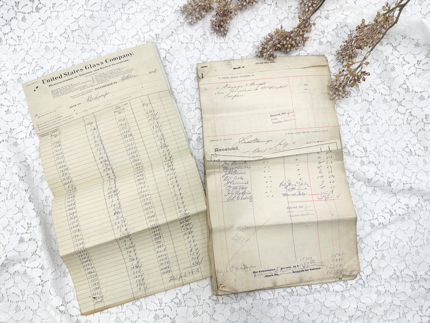 Vintage Ledgers and Papers (Set of 15 Papers)