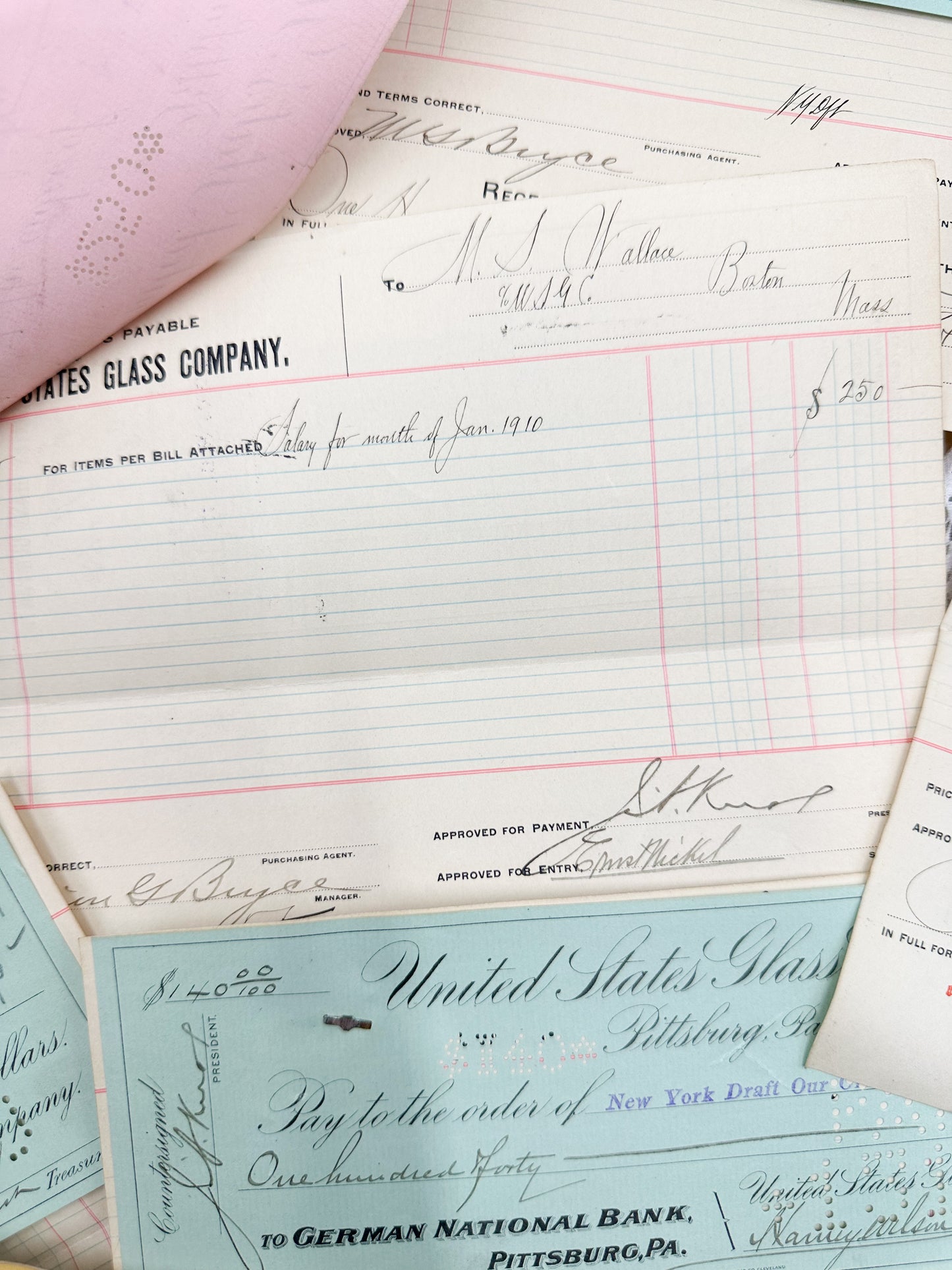 Glass Company Checks and Documents ( Set of 10)