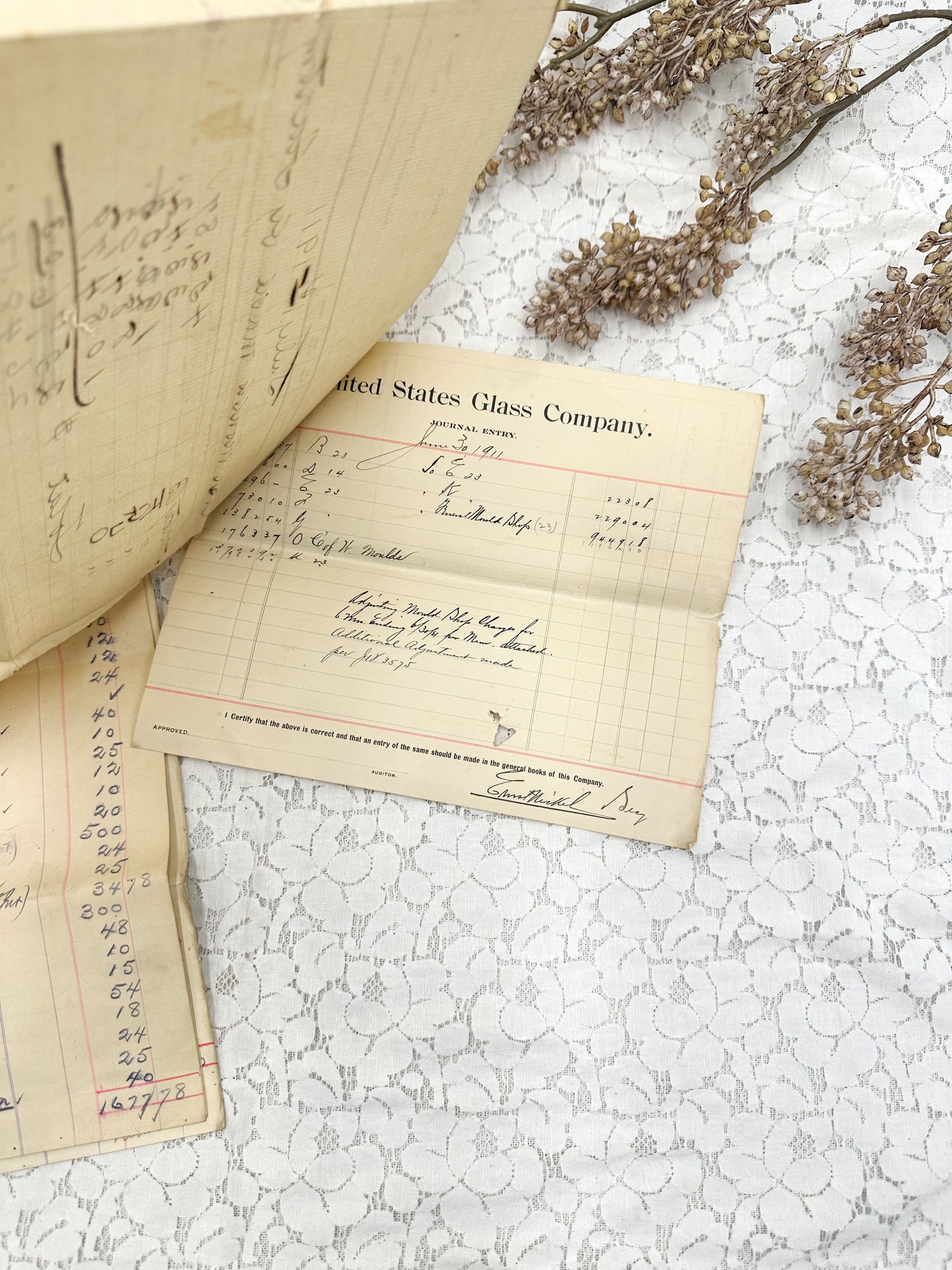 Vintage Ledger and Papers (Set of 9 Pages)