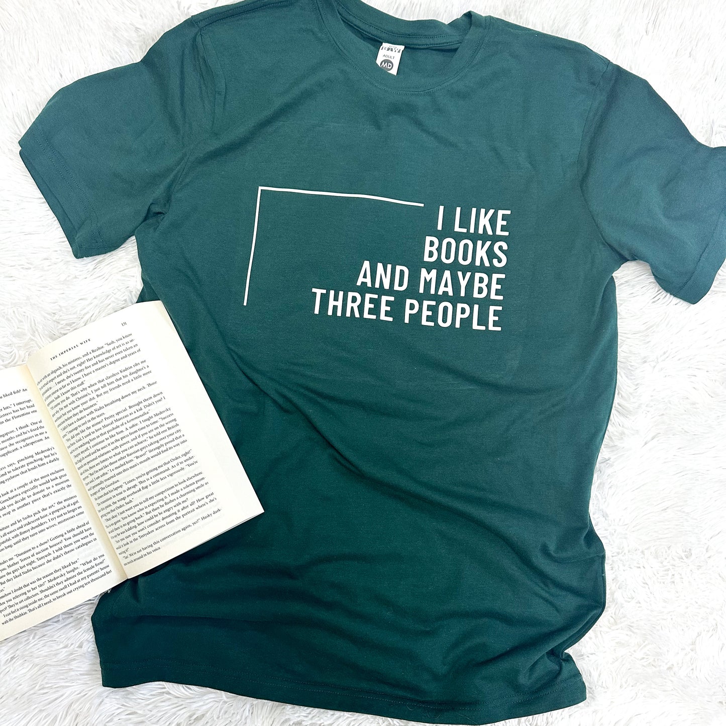 I Like Books Tee- Hunter Green