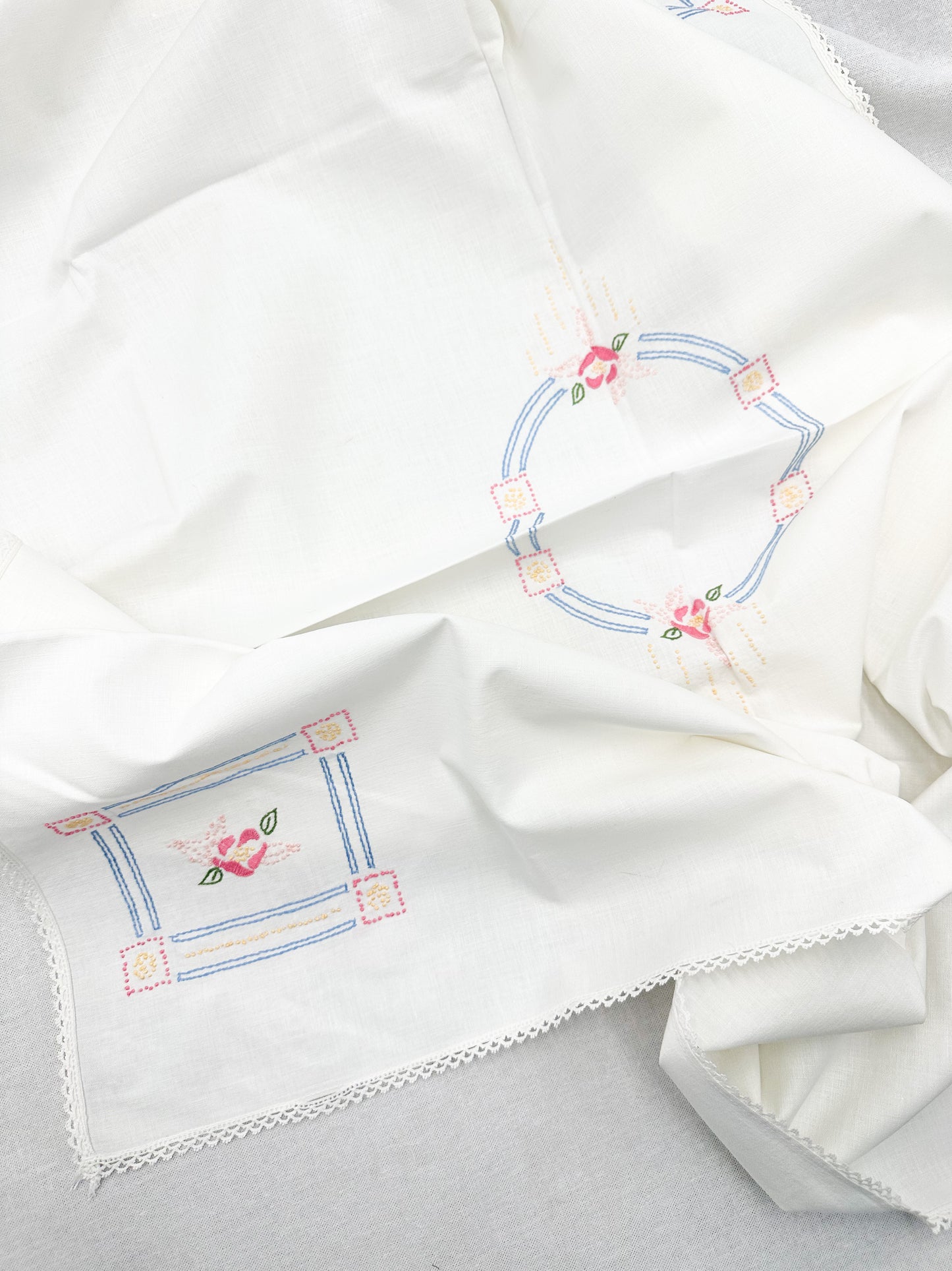 Vintage Embroidered Tablecloth