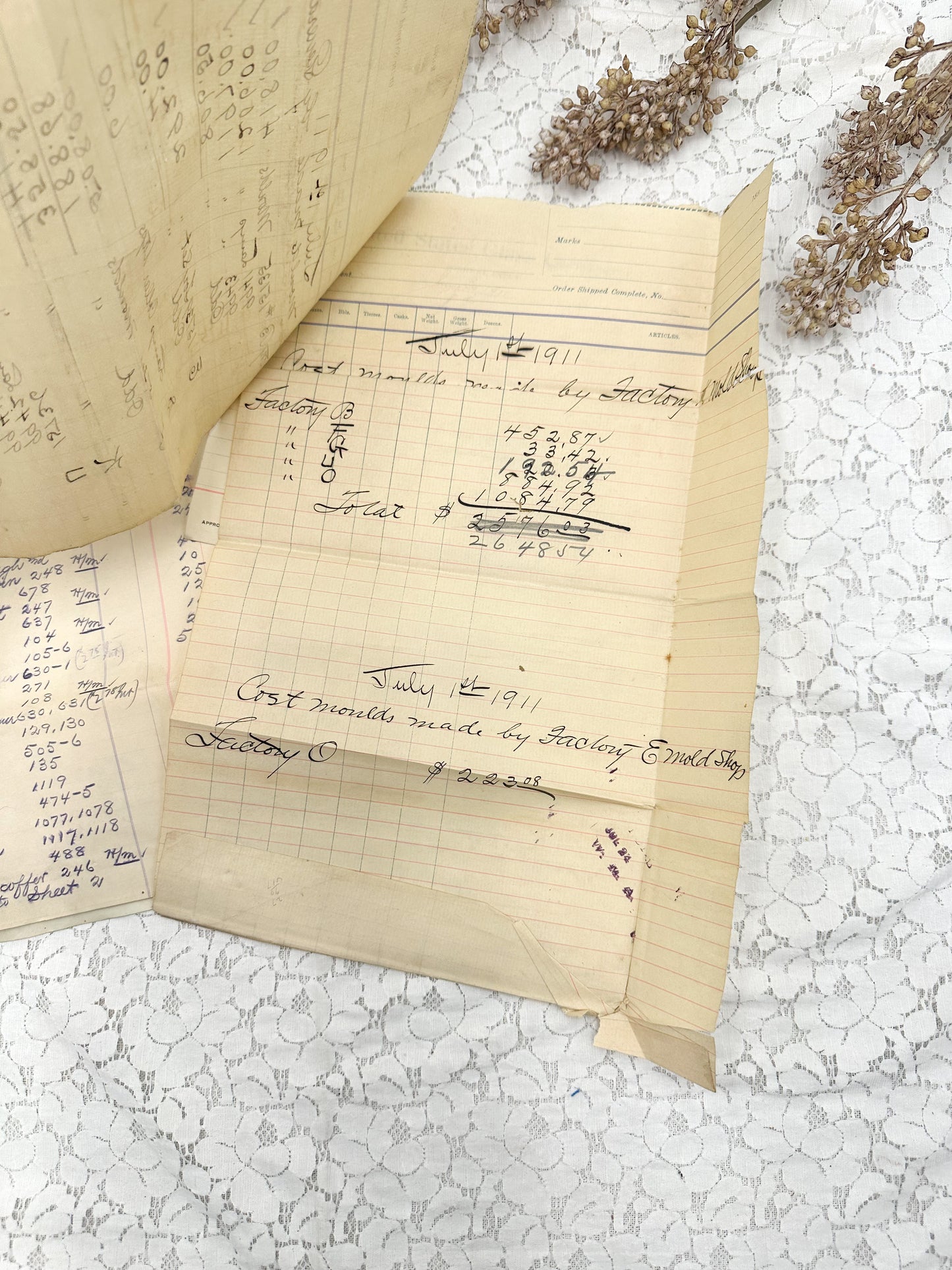 Vintage Ledger and Papers (Set of 9 Pages)
