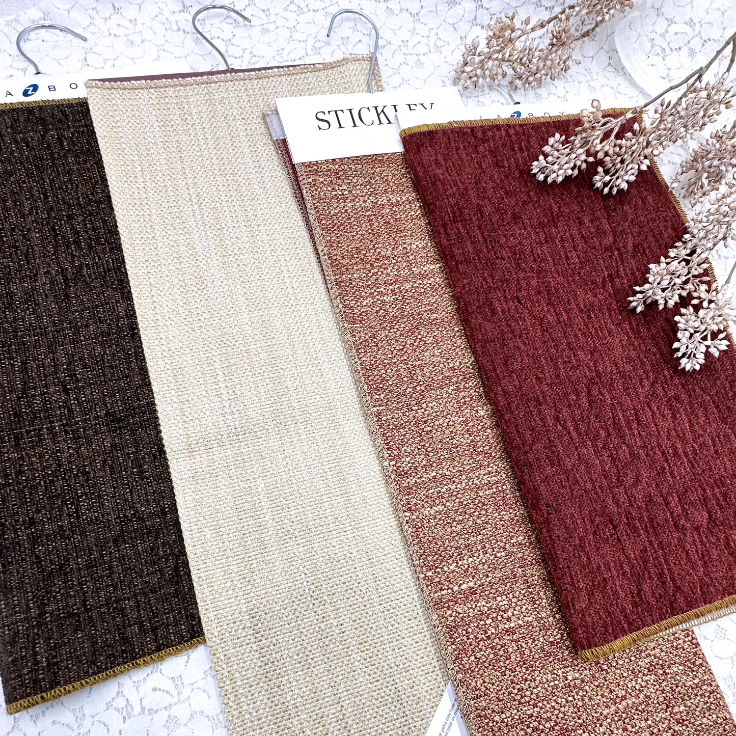 Upholstery Fabric Samples with Hangers (set of 4)