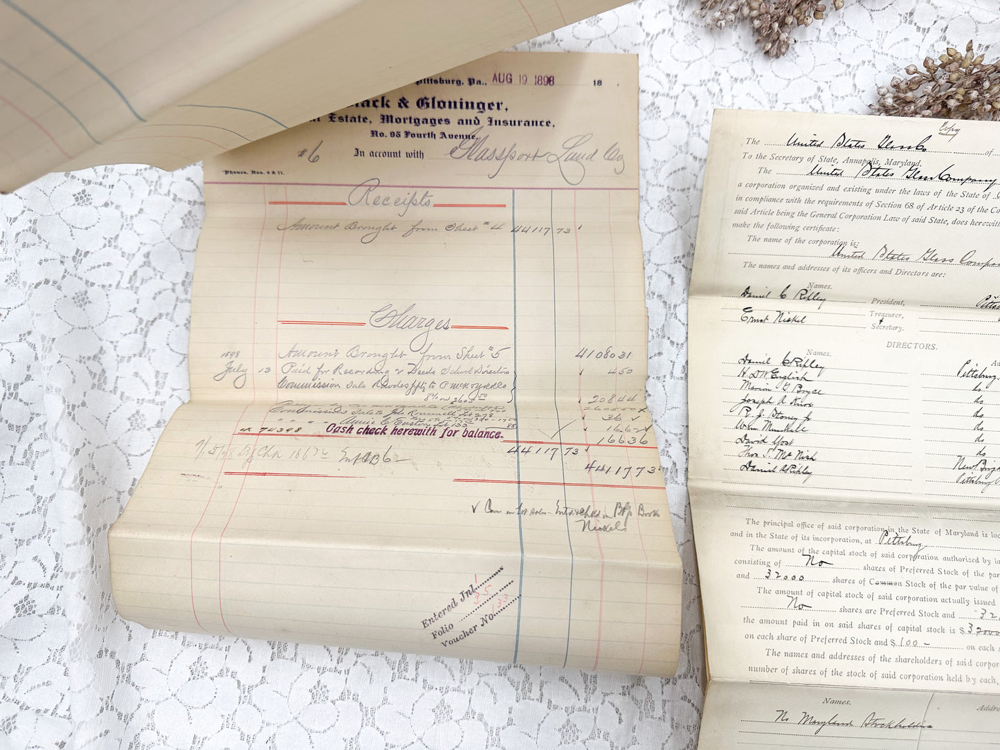Vintage Ledger and Papers (Set of 10 Papers)