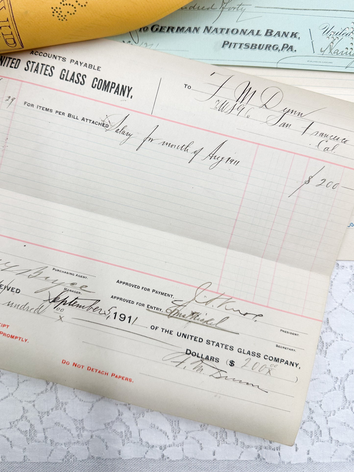 Glass Company Checks and Documents ( Set of 10)