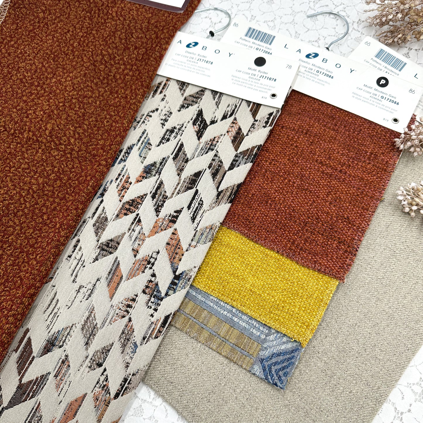 Upholstery Fabric Samples with Hangers (set of 4)