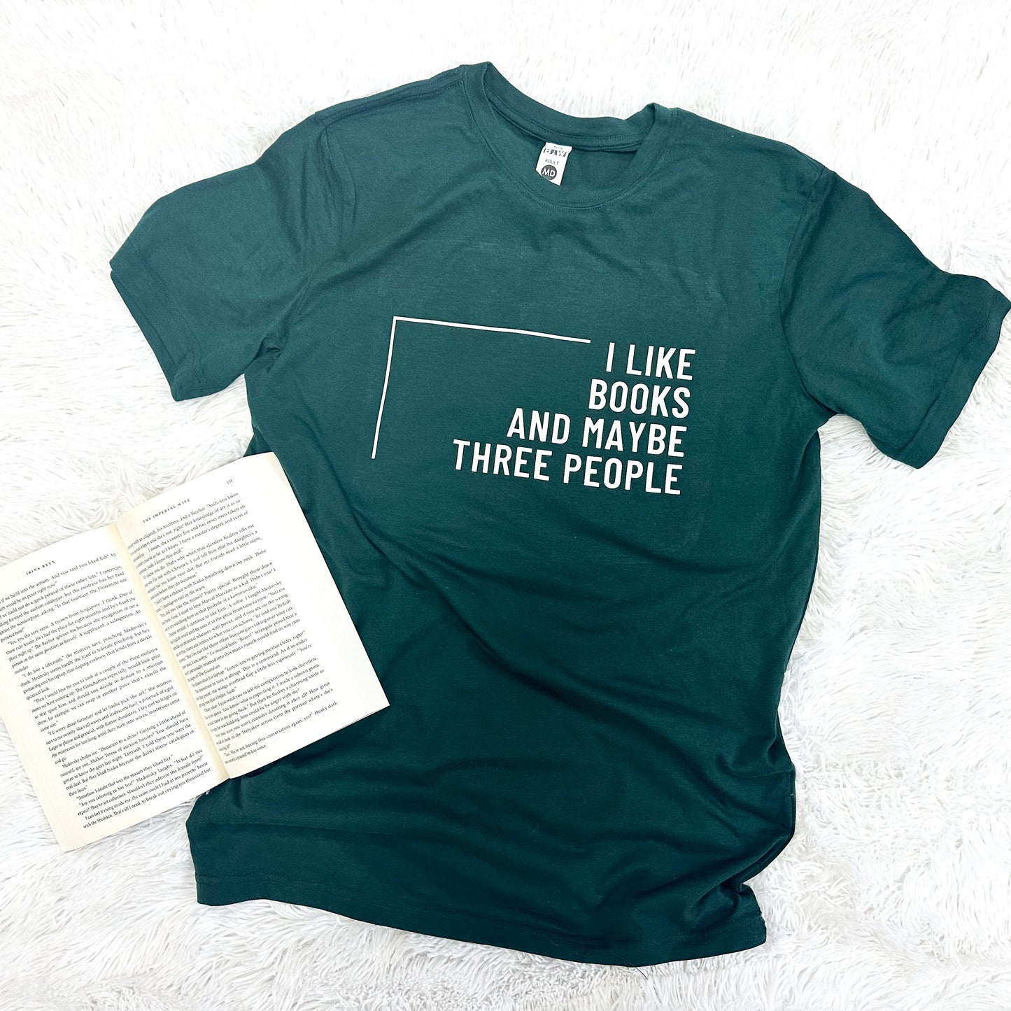 I Like Books Tee- Hunter Green