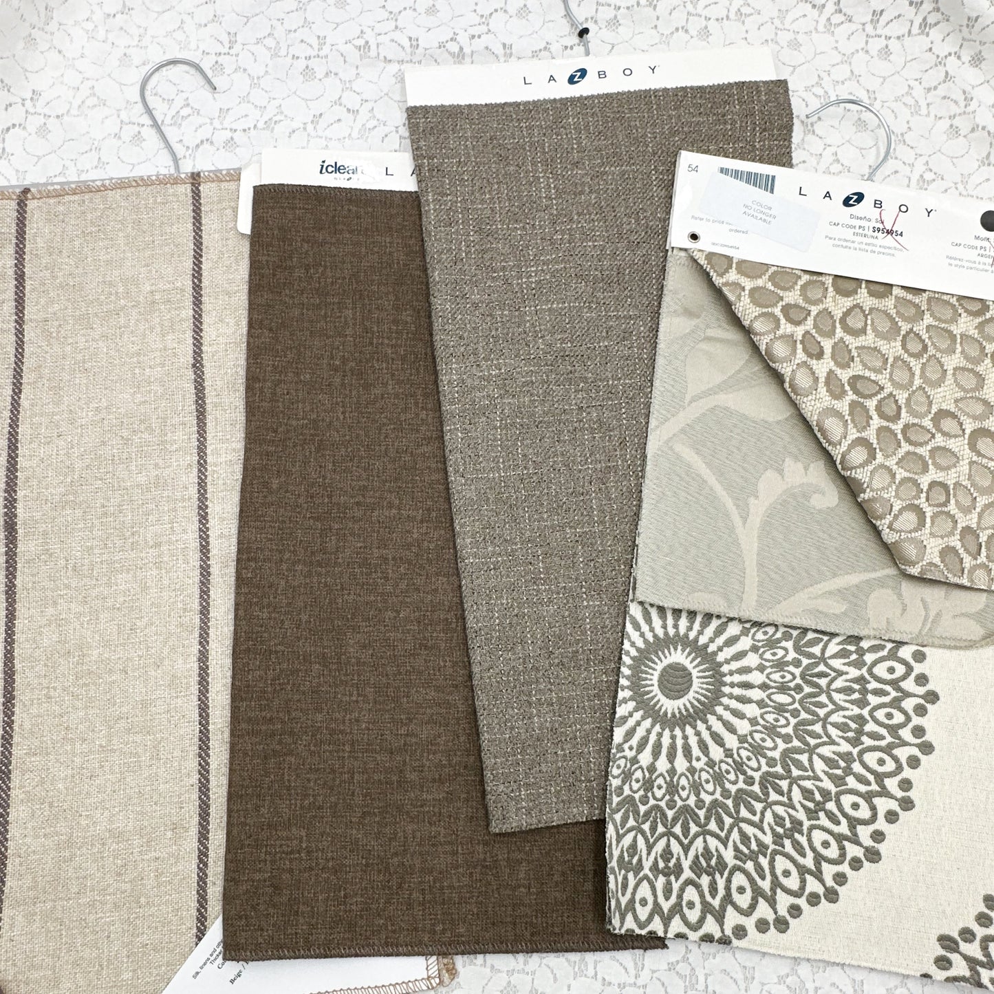 Upholstery Fabric Samples with Hangers (set of 4)