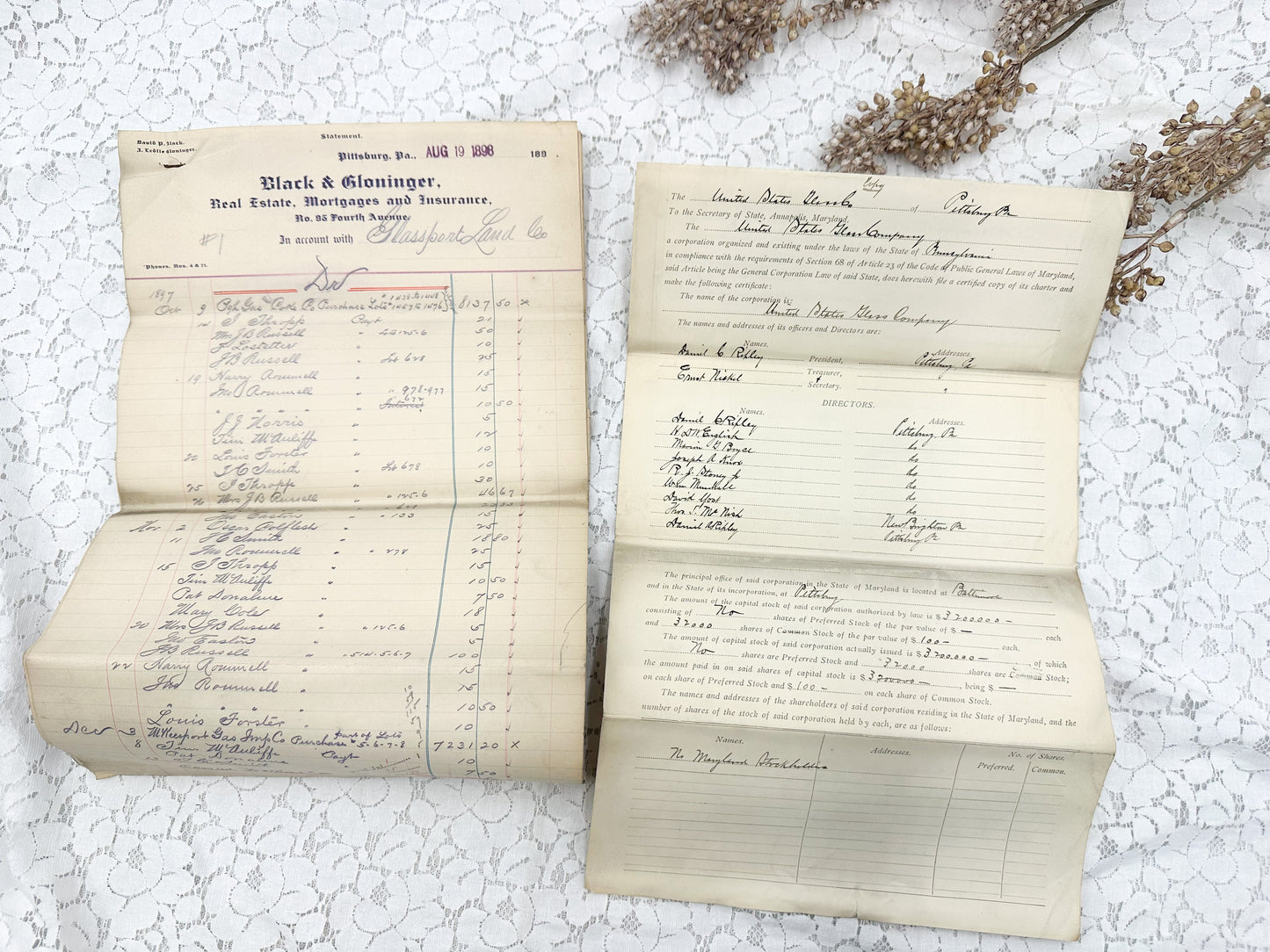 Vintage Ledger and Papers (Set of 10 Papers)