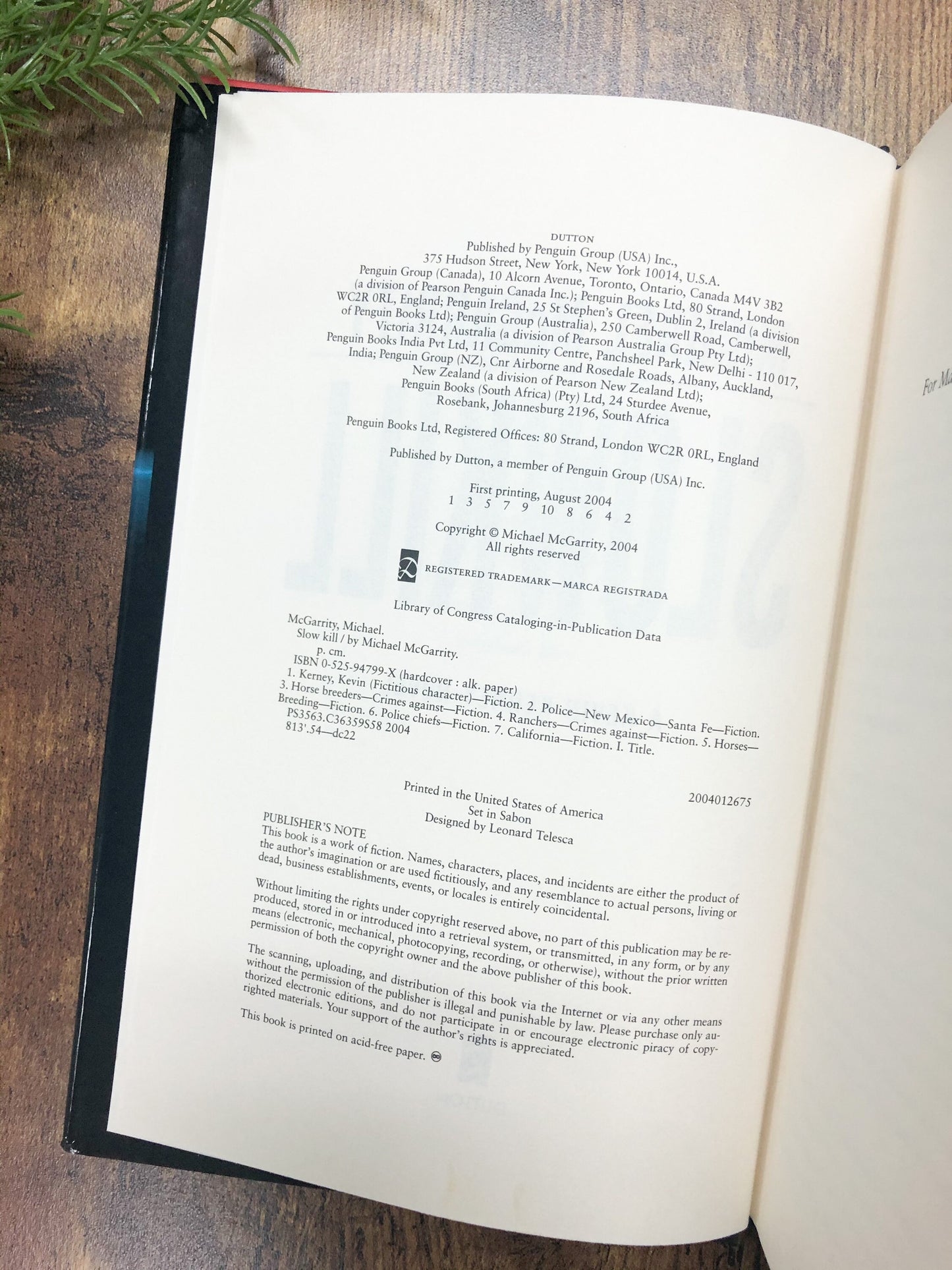 Signed First Edition by Michael McGarrity / Slow Kill