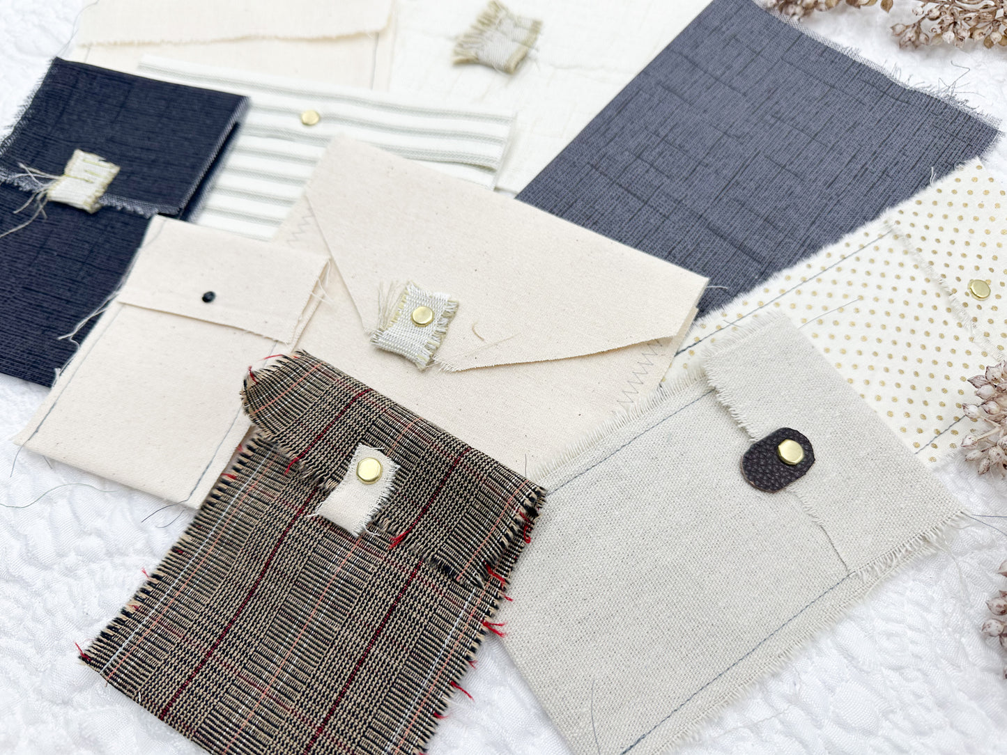 Rough Sewn Fabric Pockets and Signature Pages by Color