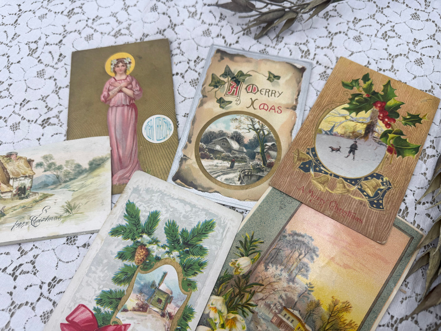 Vintage Christmas Postcard Set