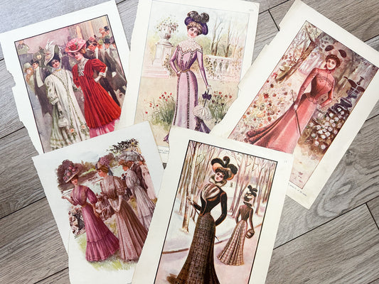 Vintage Fashion Prints (Set of 5)