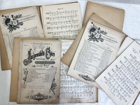 Vintage Music Folders and Sheet Music (Set of 4)
