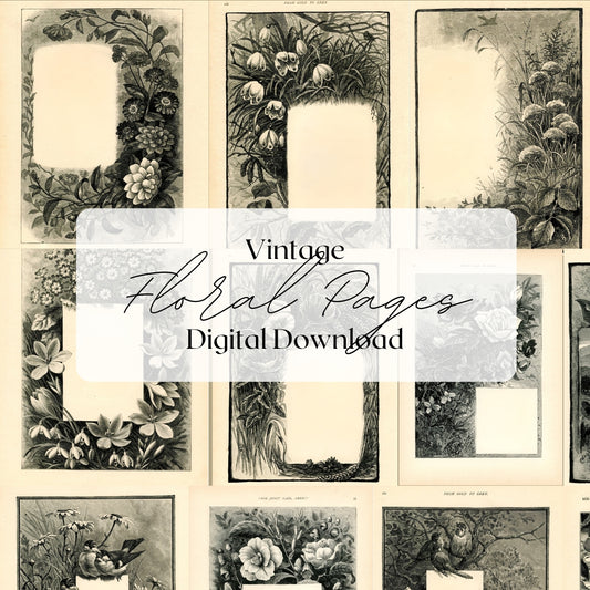 Floral Book Pages- Digital Download