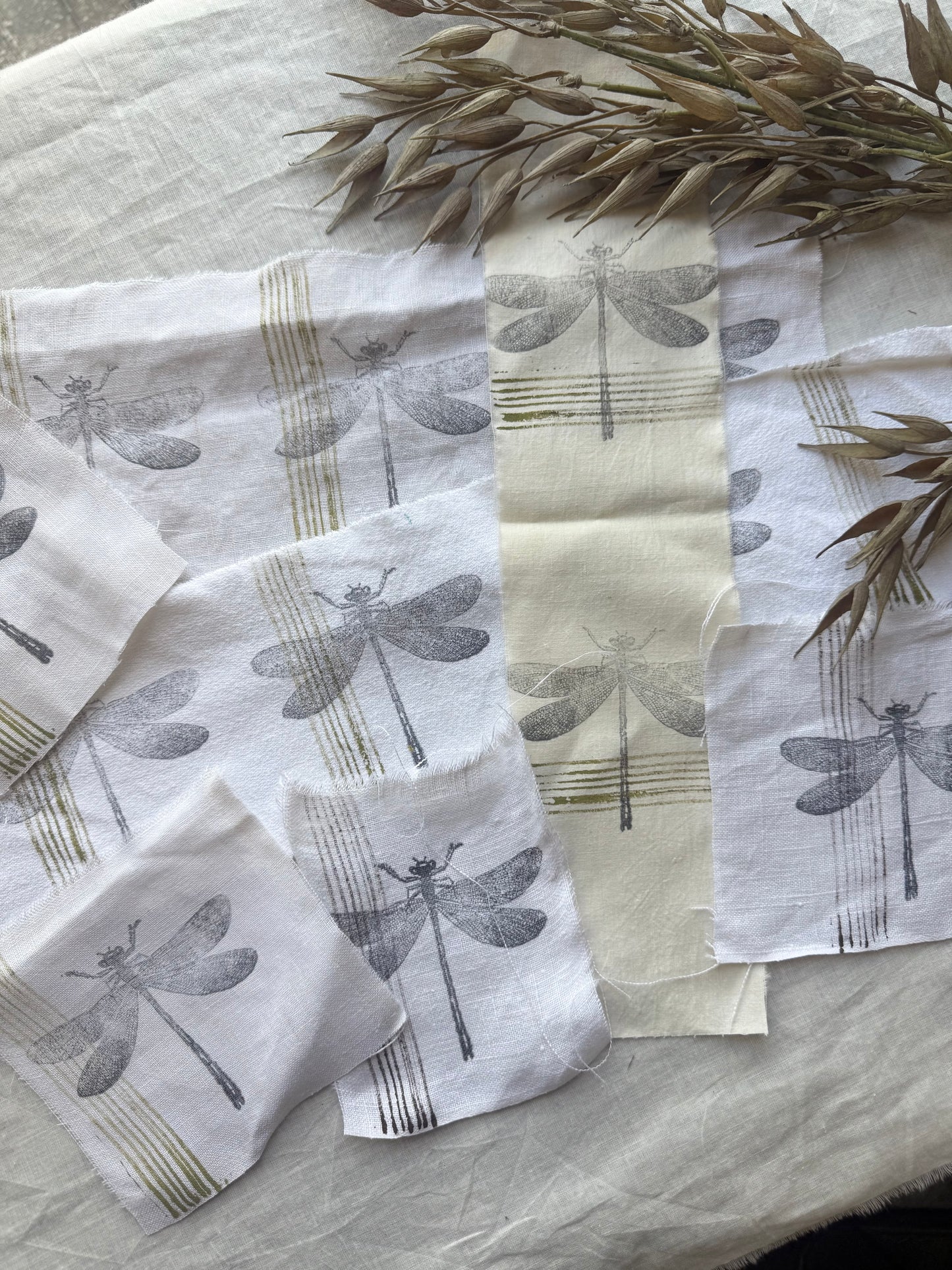 Painted Vintage Linens- Dragonfly