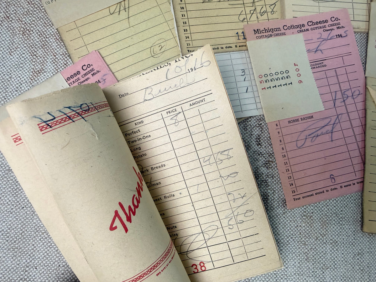 Vintage Grocery Receipt Set