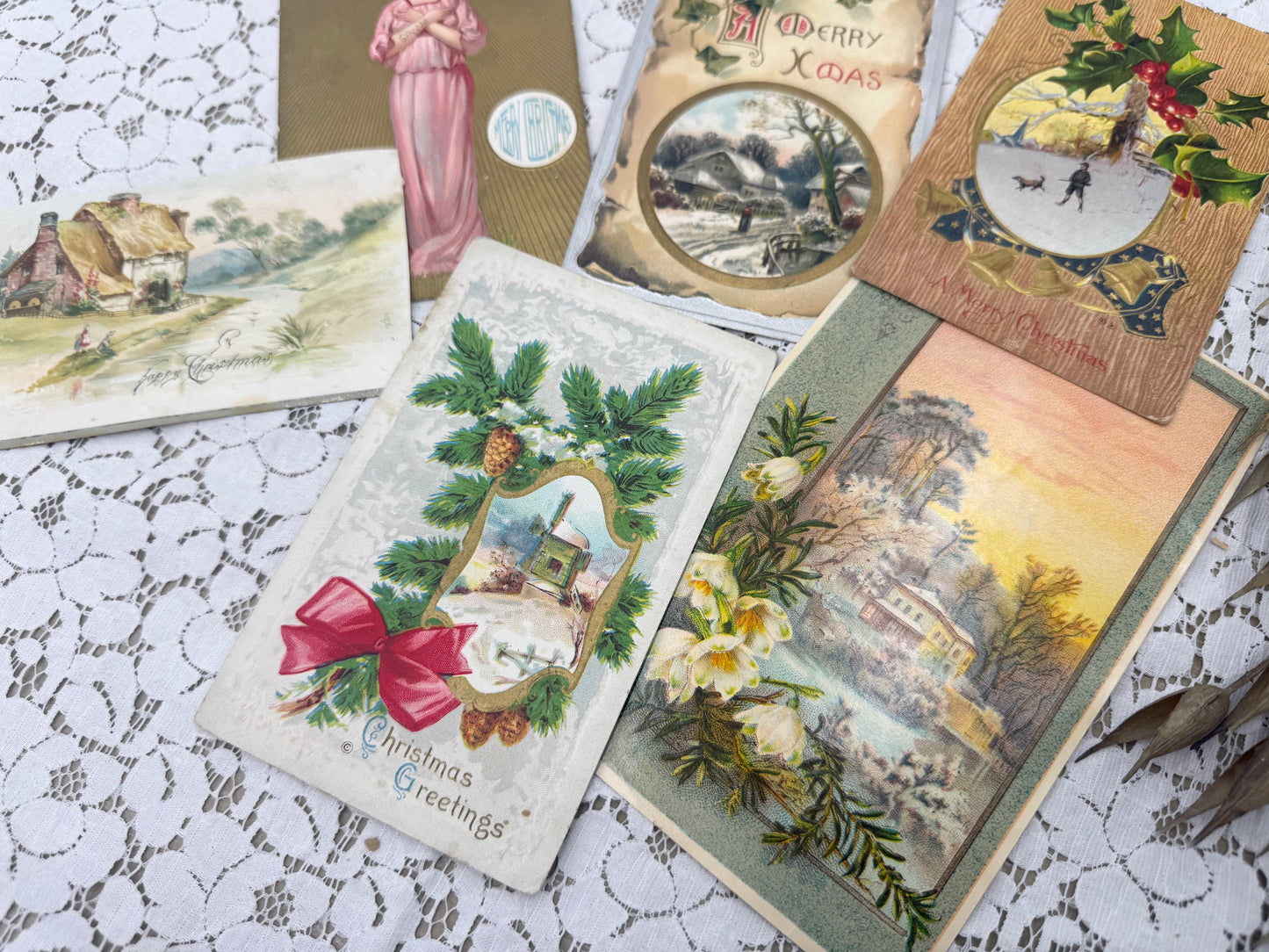 Vintage Christmas Postcard Set