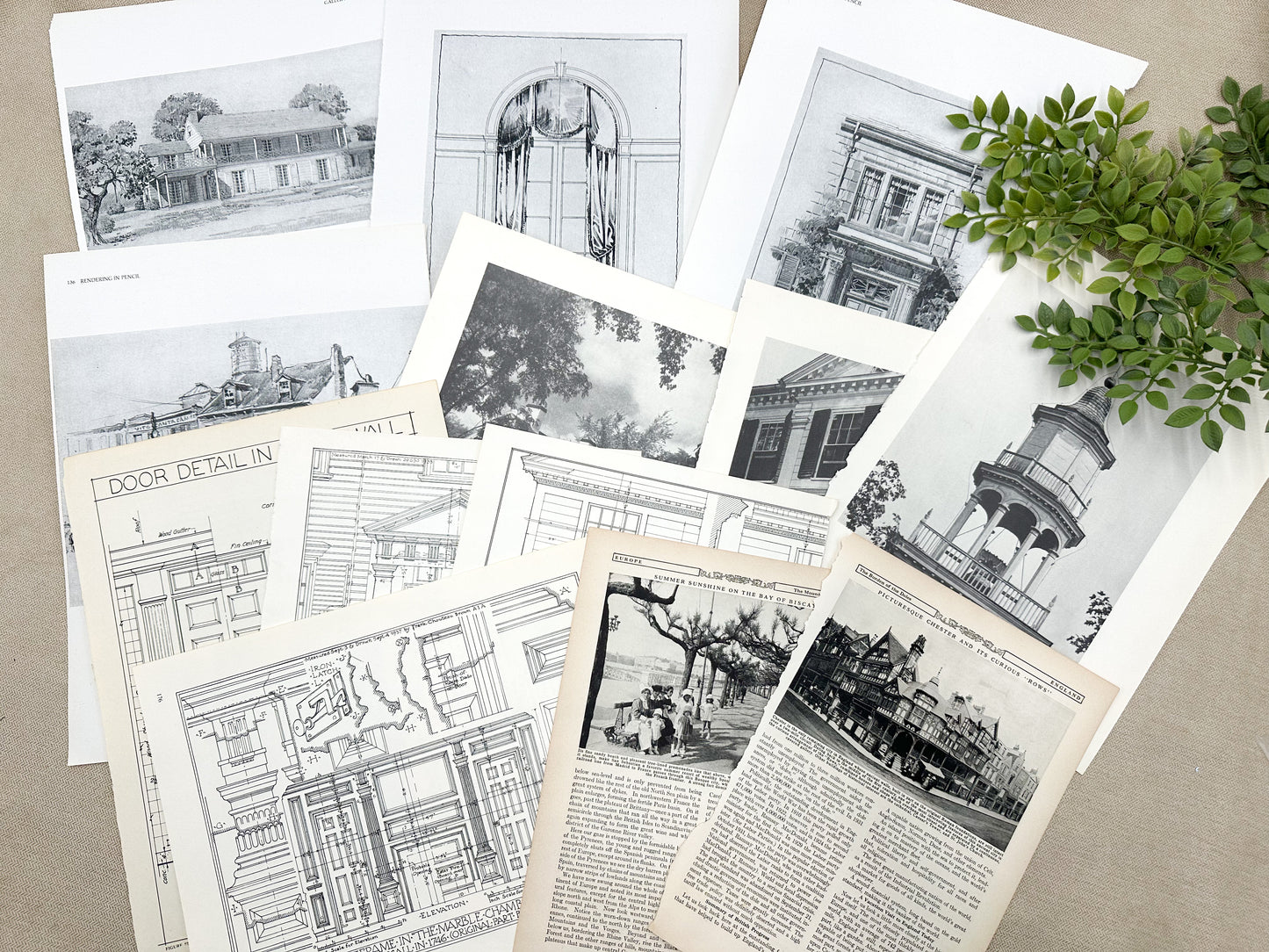 Vintage Book Page Set- Architecture