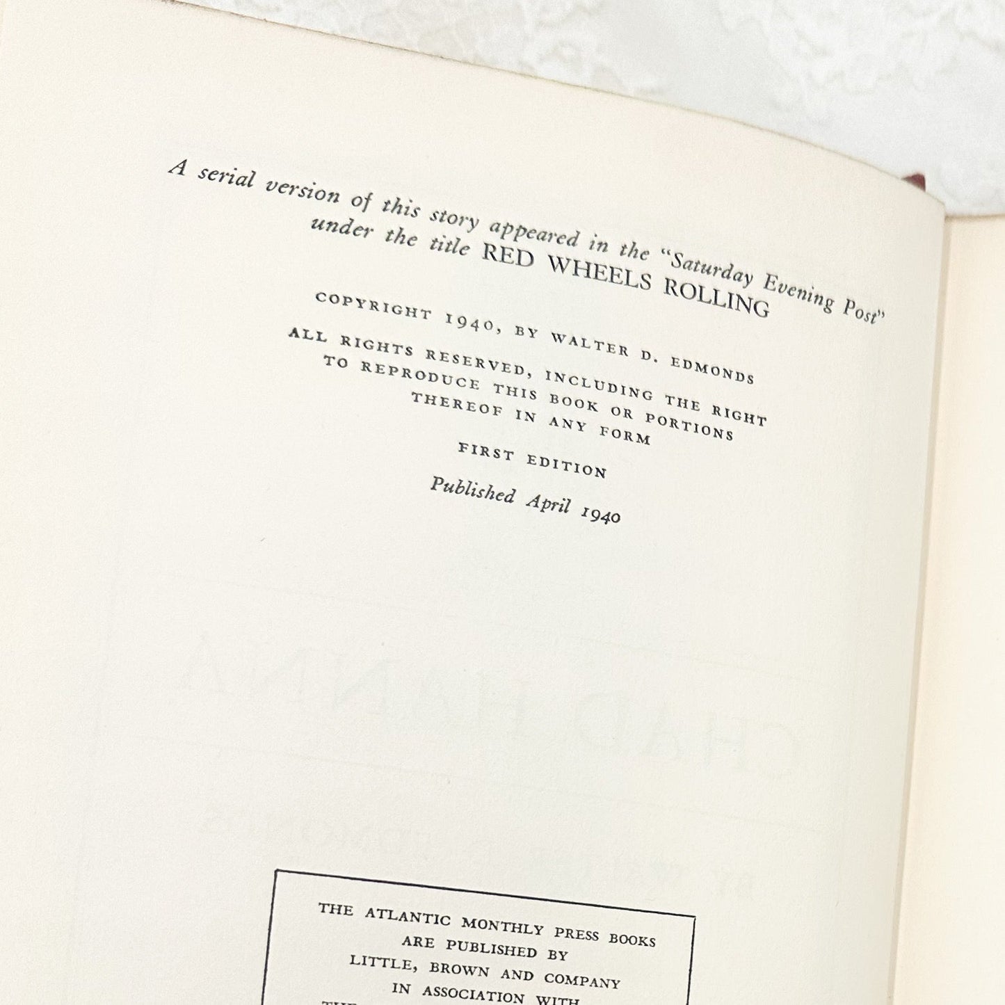 Chad Hanna by Walter D. Edmonds, Signed