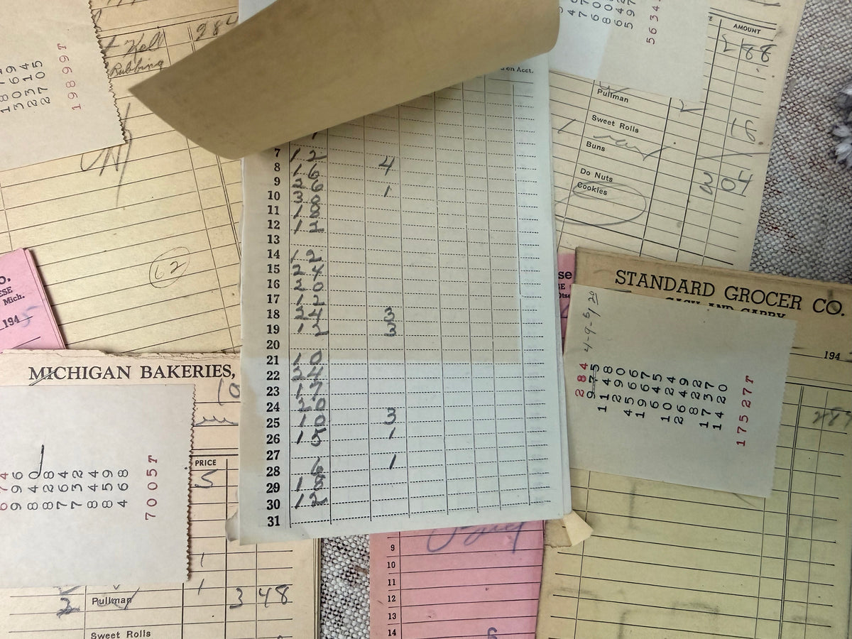Vintage Grocery Receipt Set