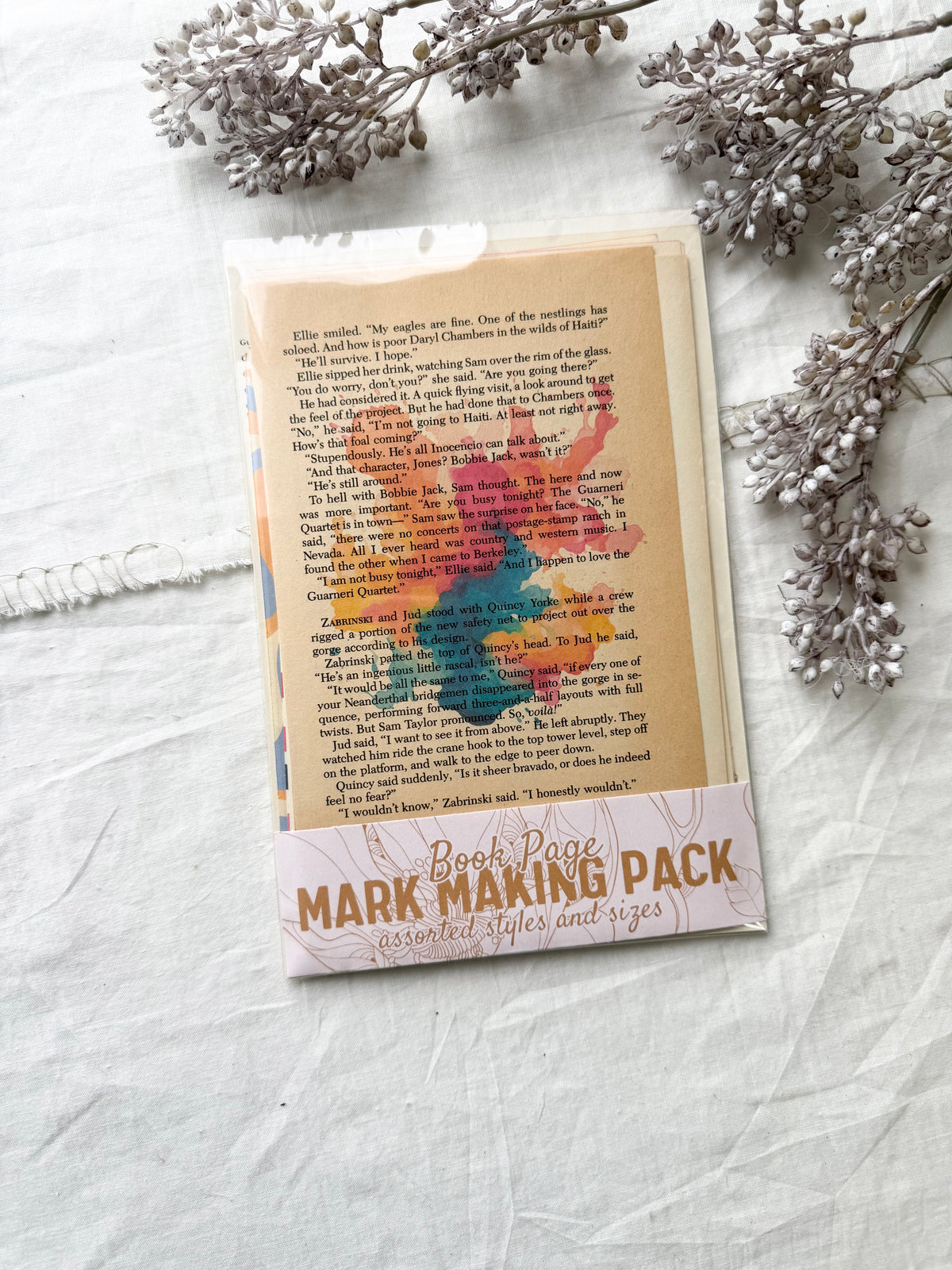 Marked Vintage Book Page Pack- Colorful