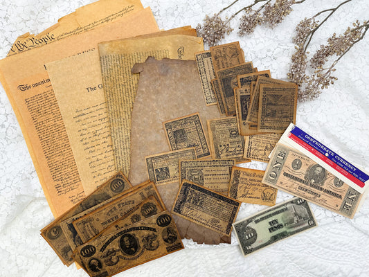 Replica Set of Money and Official Documents (Homeschool Kit)