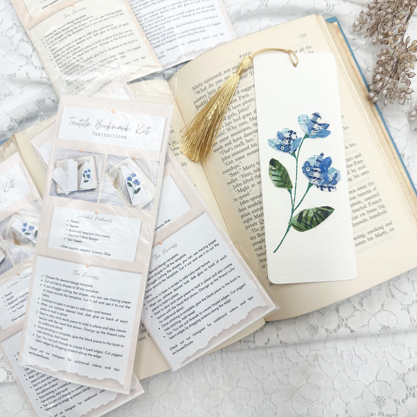 Bookmark Making Kit- Textile Collage Style