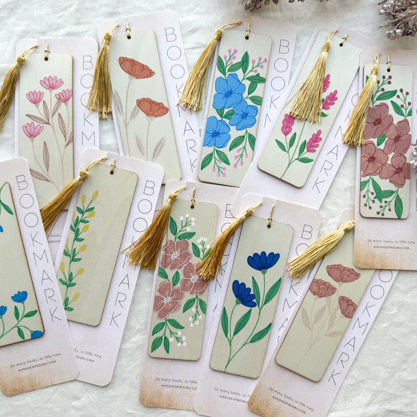 Wood Bookmarks- Floral