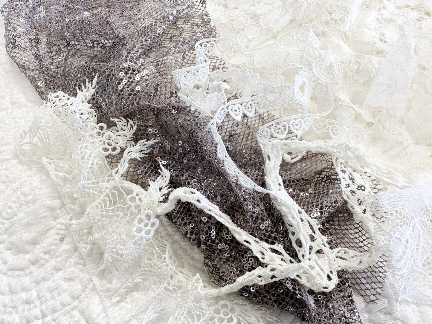 Coordinated Lace, Ribbon, and Fabric