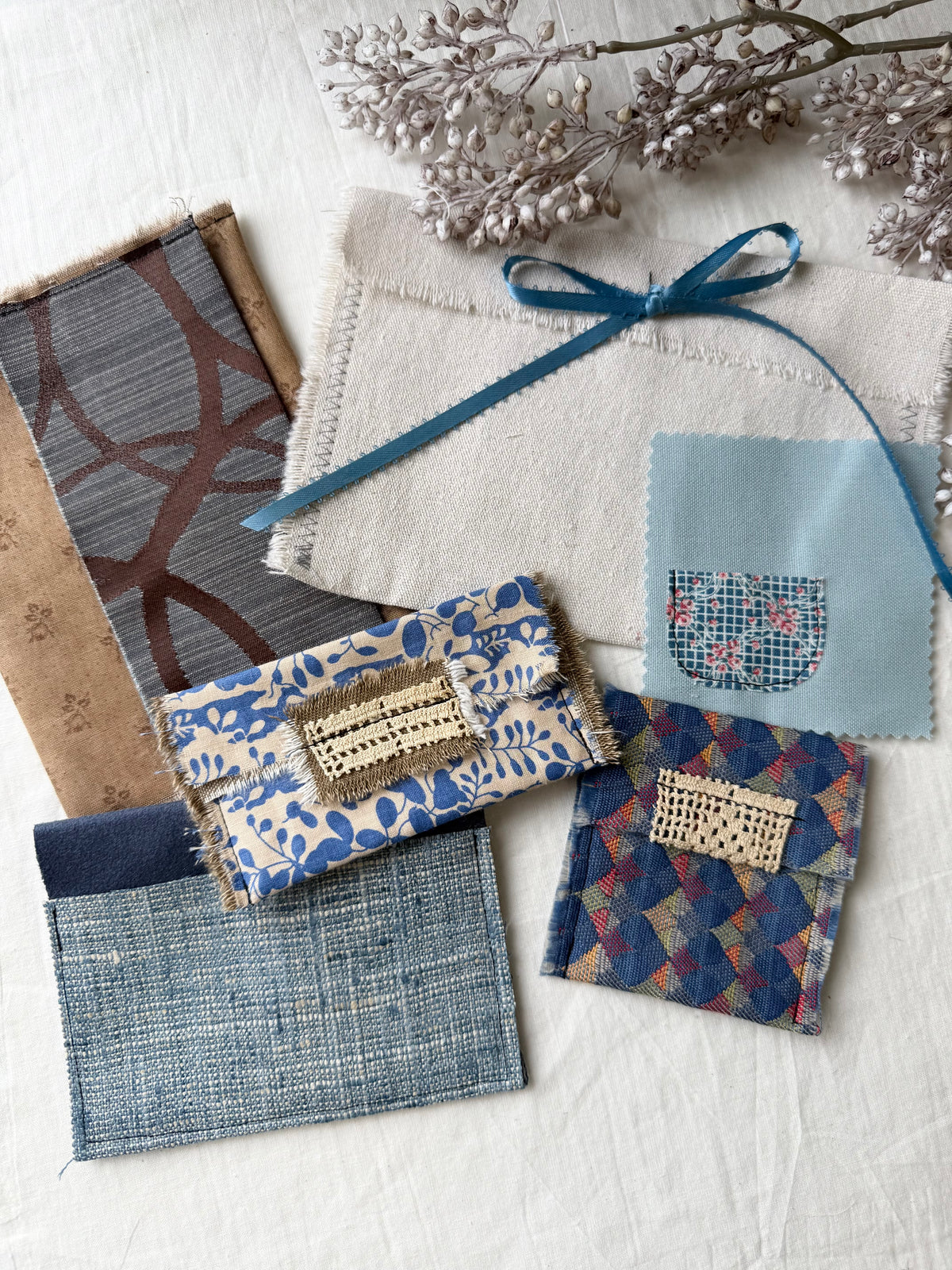 Rough Sewn Fabric Pockets and Signature Pages by Color
