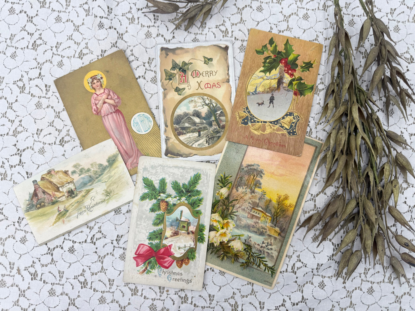 Vintage Christmas Postcard Set