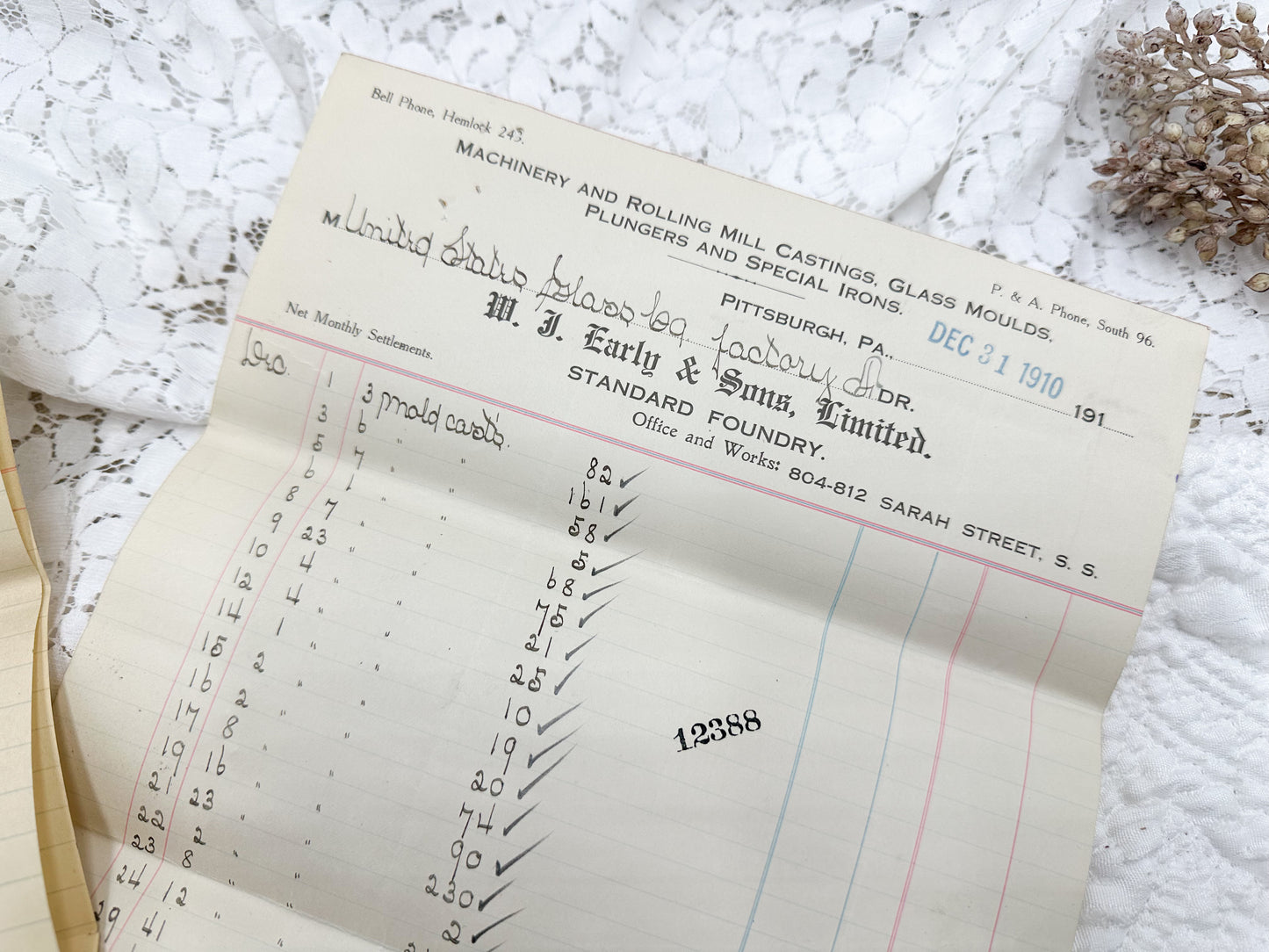 Vintage Invoices with Writing Set