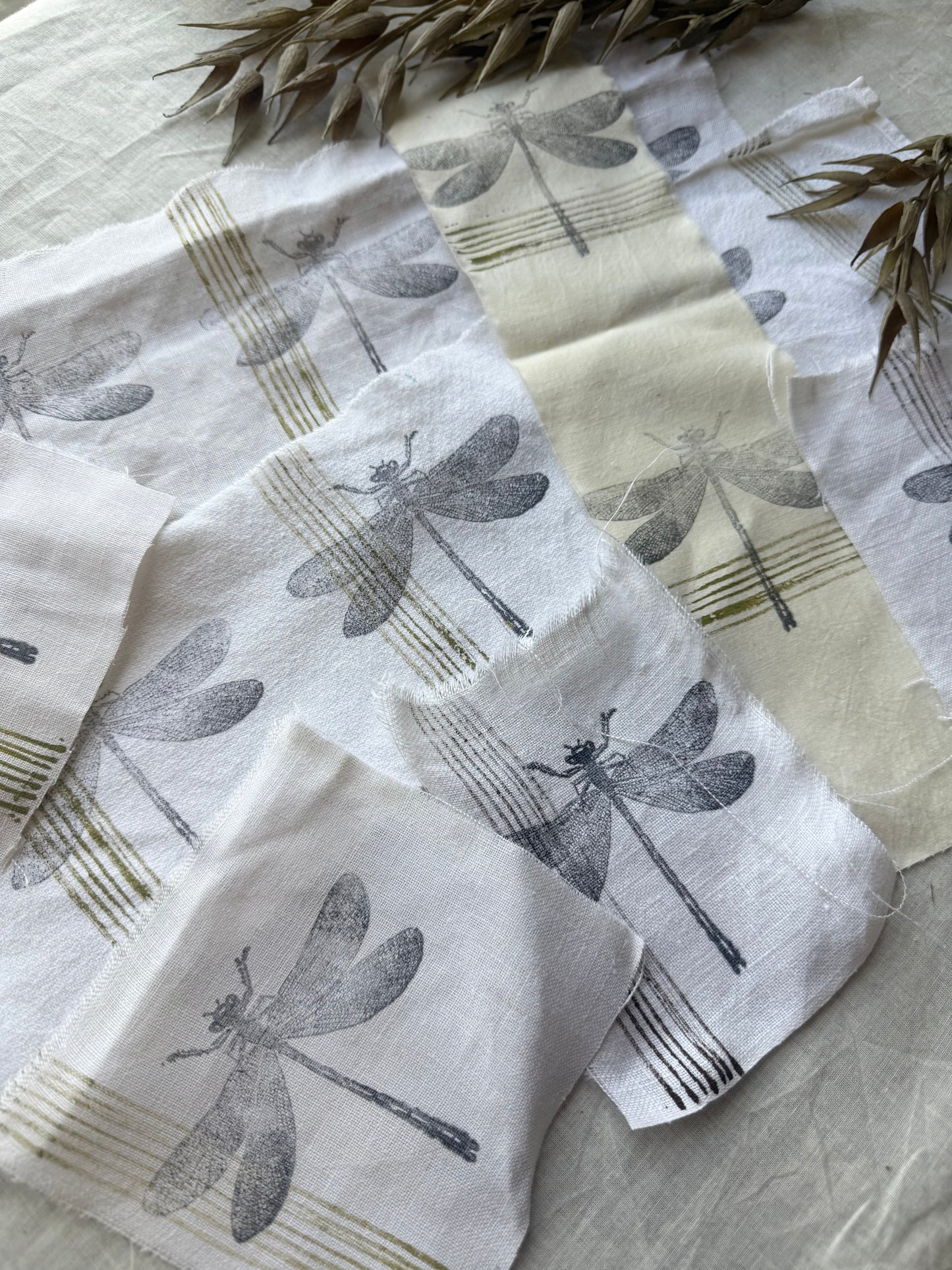 Painted Vintage Linens- Dragonfly