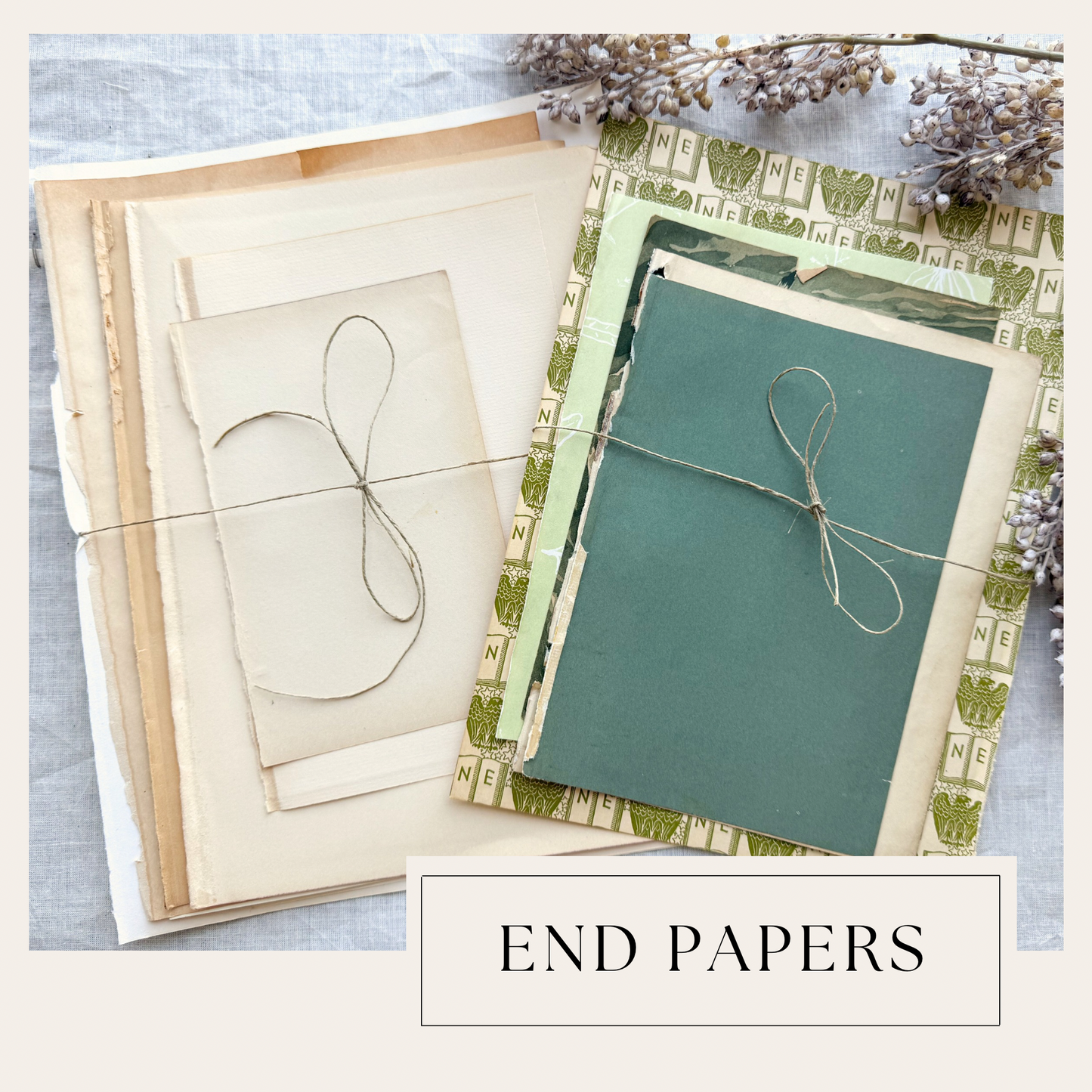 Vintage Book End Papers (Set of 10)