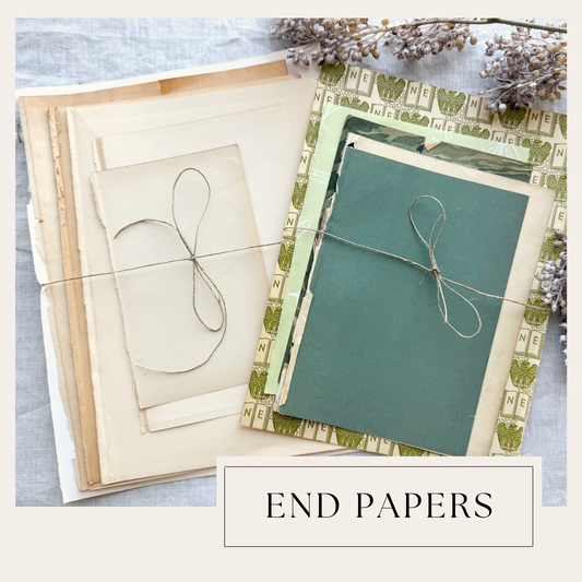 Vintage Book End Papers (Set of 10)