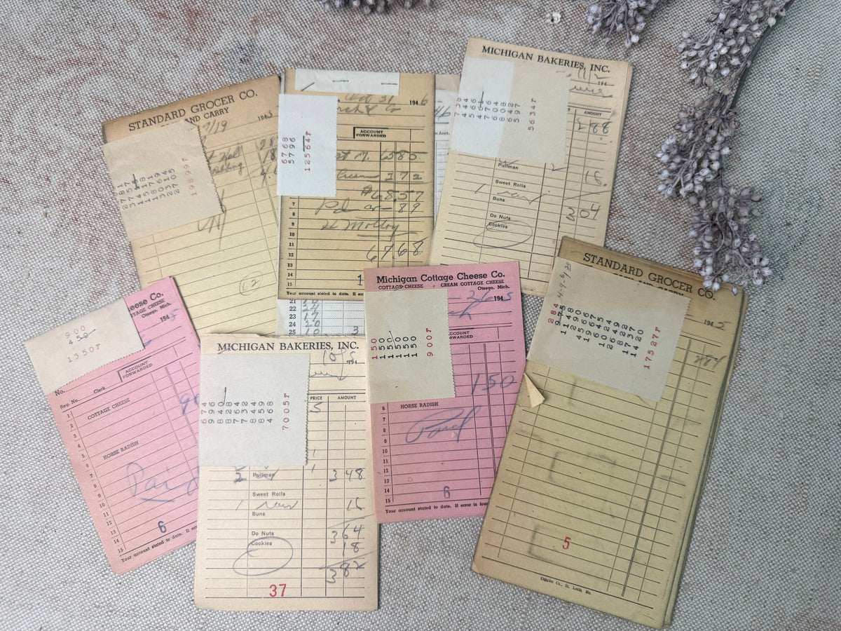 Vintage Grocery Receipt Set