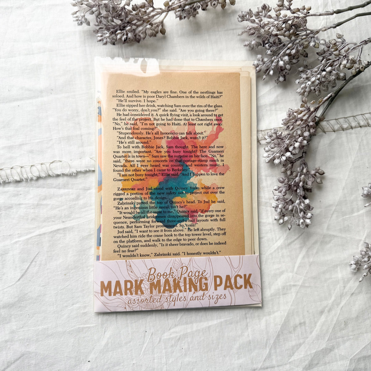 Marked Vintage Book Page Pack- Colorful