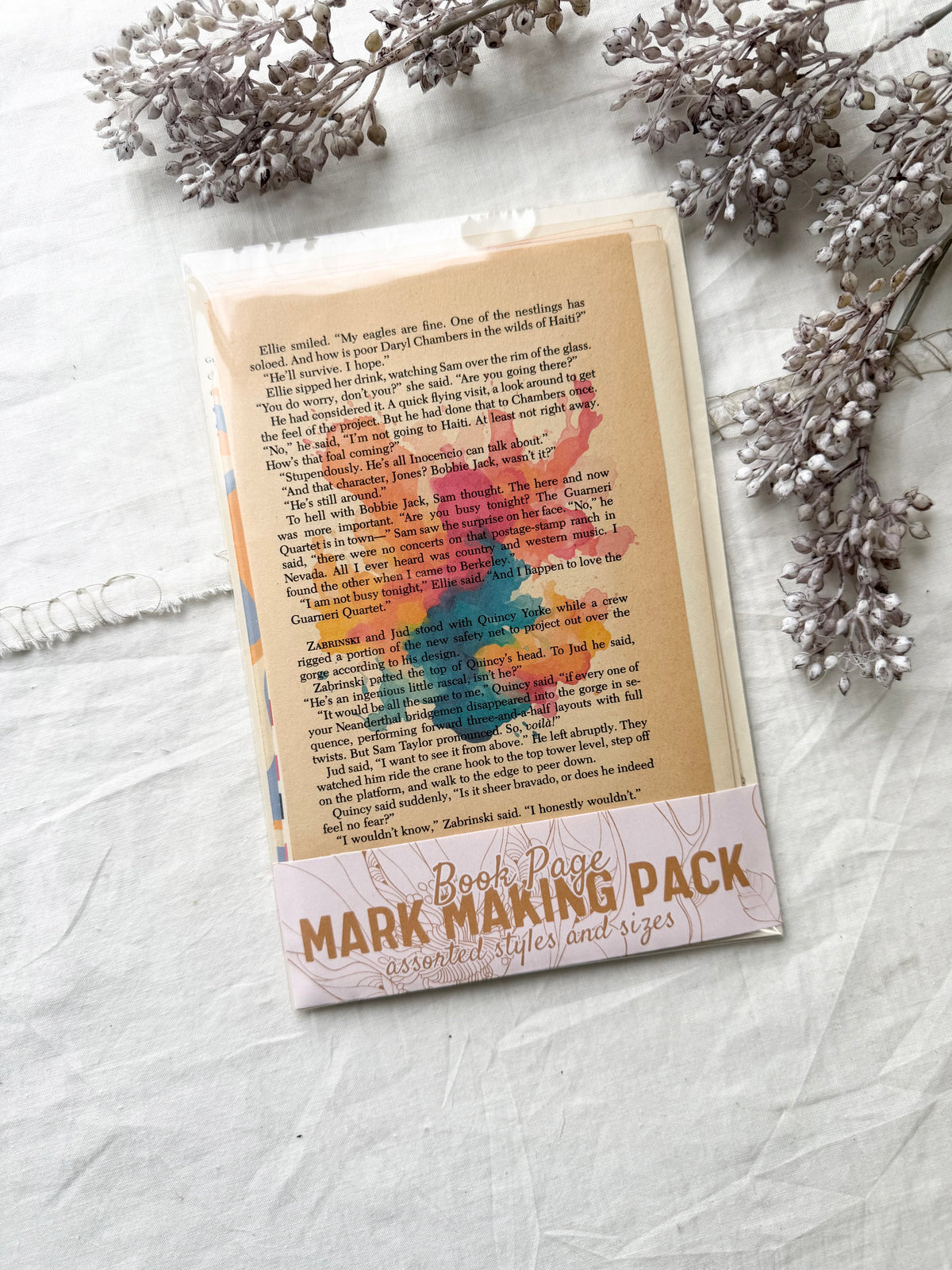 Marked Vintage Book Page Pack- Colorful