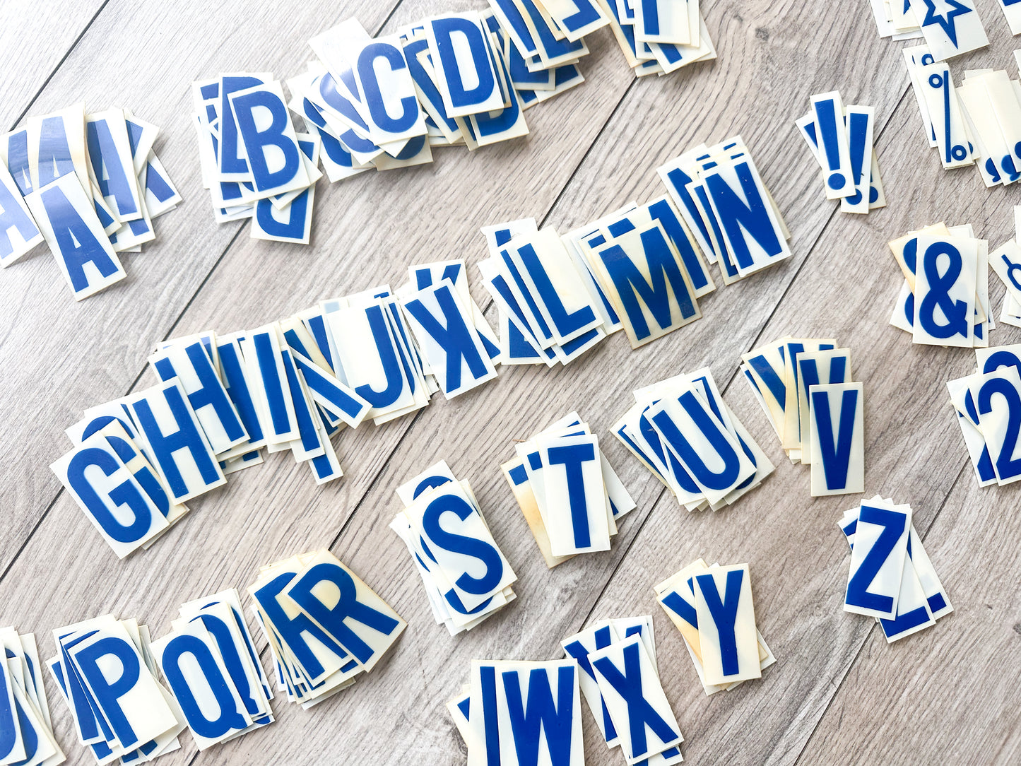 Plastic Blue Letters, Numbers, and Symbols