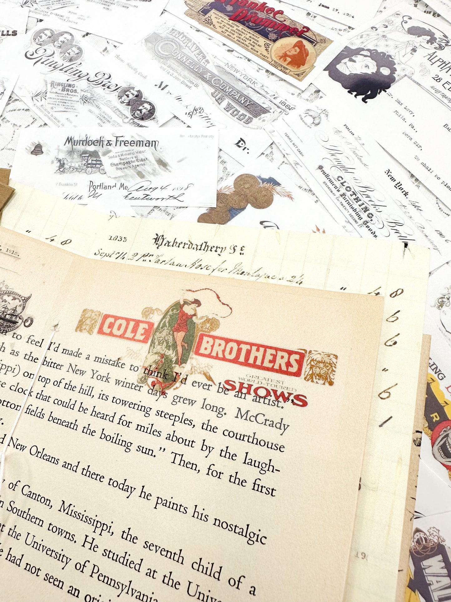 Clear Matte Stickers of Vintage Letterheads