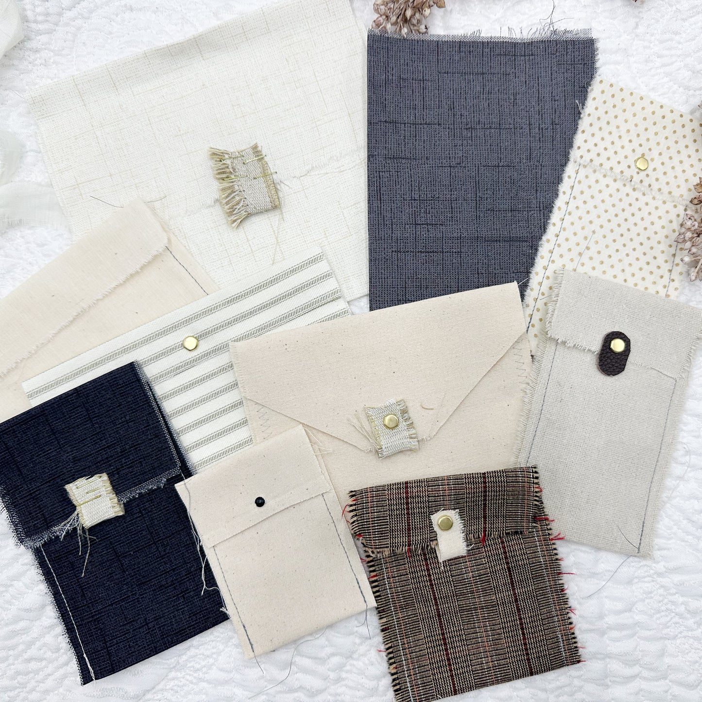 Rough Sewn Fabric Pockets and Signature Pages by Color
