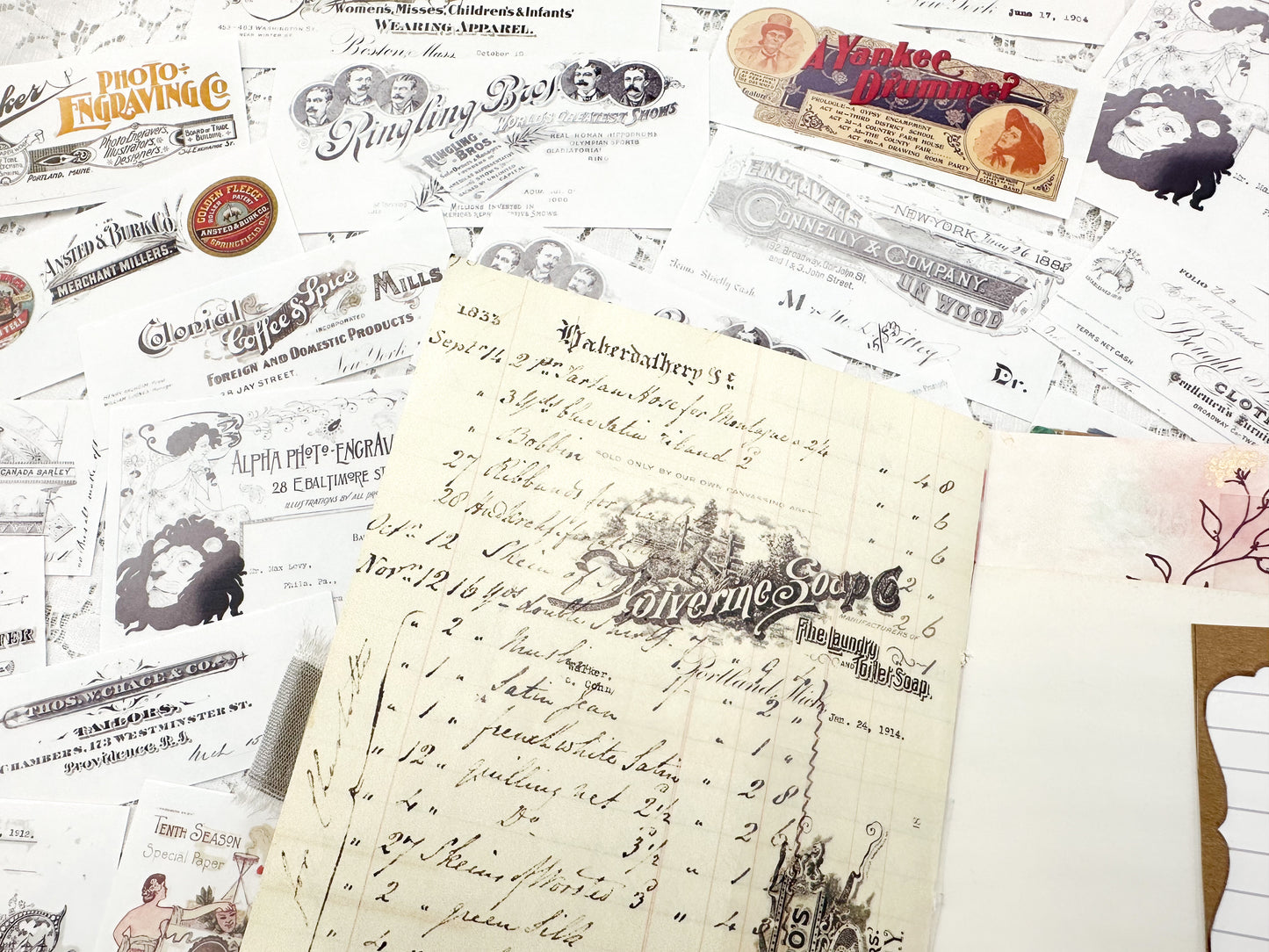 Clear Matte Stickers of Vintage Letterheads